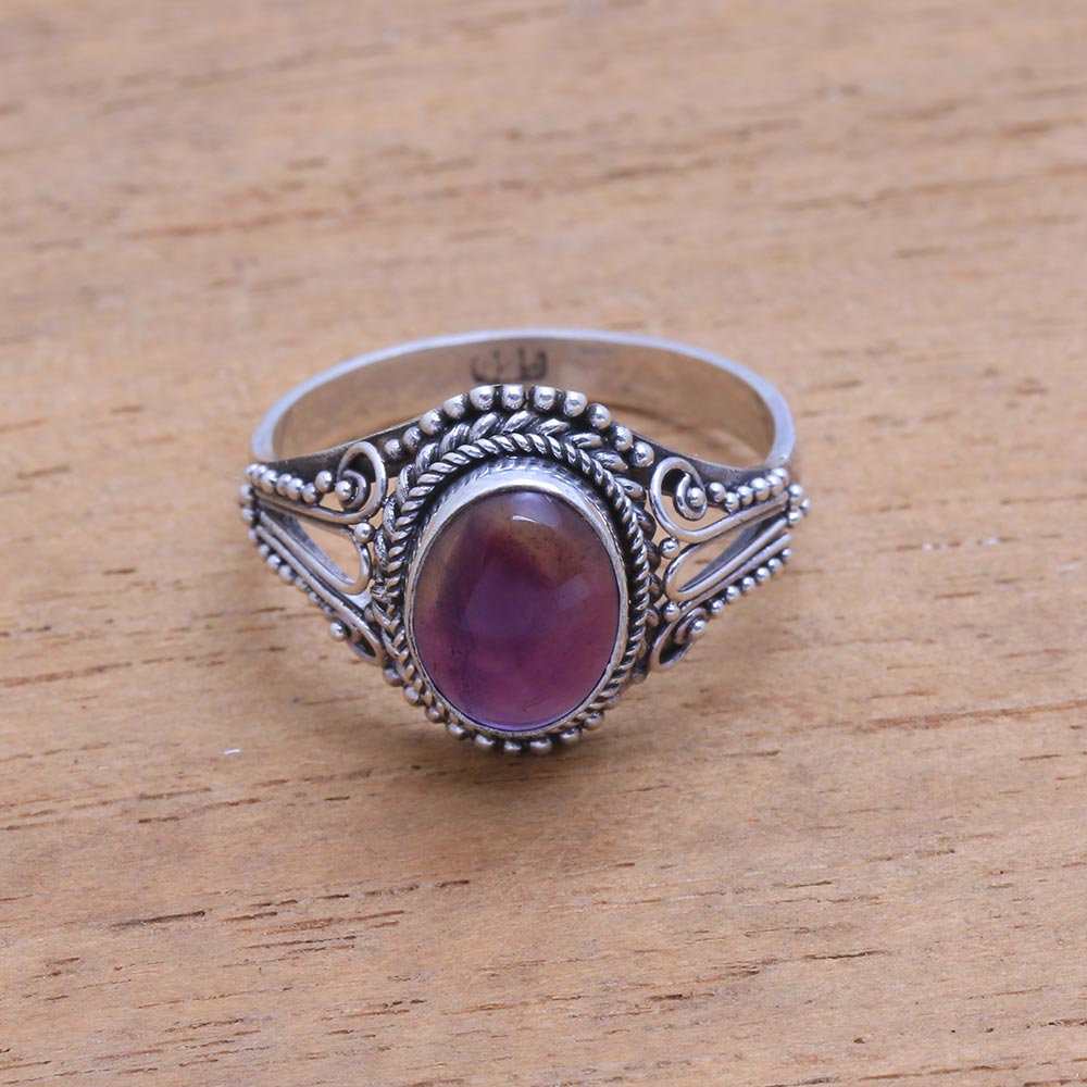 Premium Princess Gem Handmade Amethyst Ring - Bali Artisan Jewelry