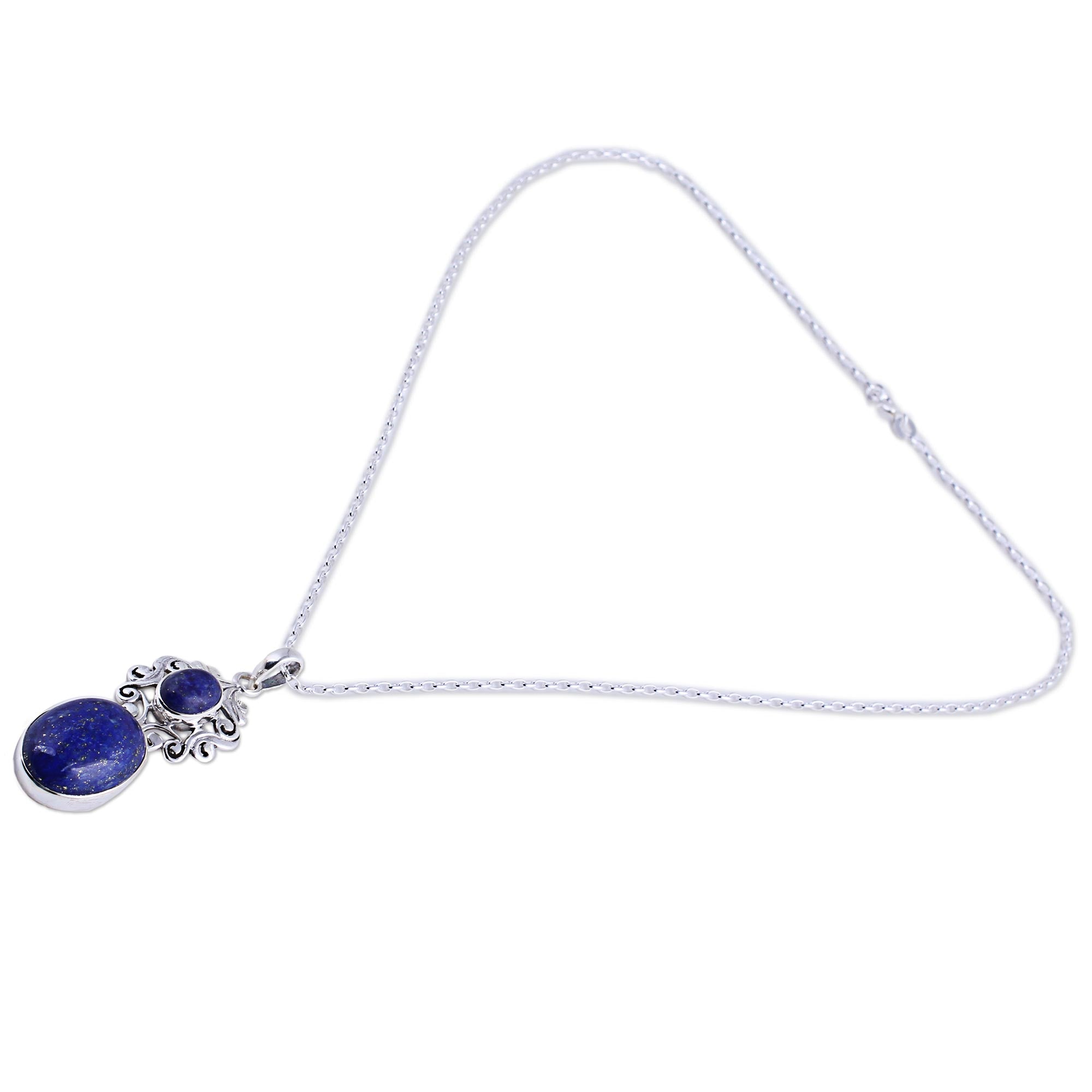 Premium Lapis Lazuli Pendant Necklace with Sterling Silver Accents