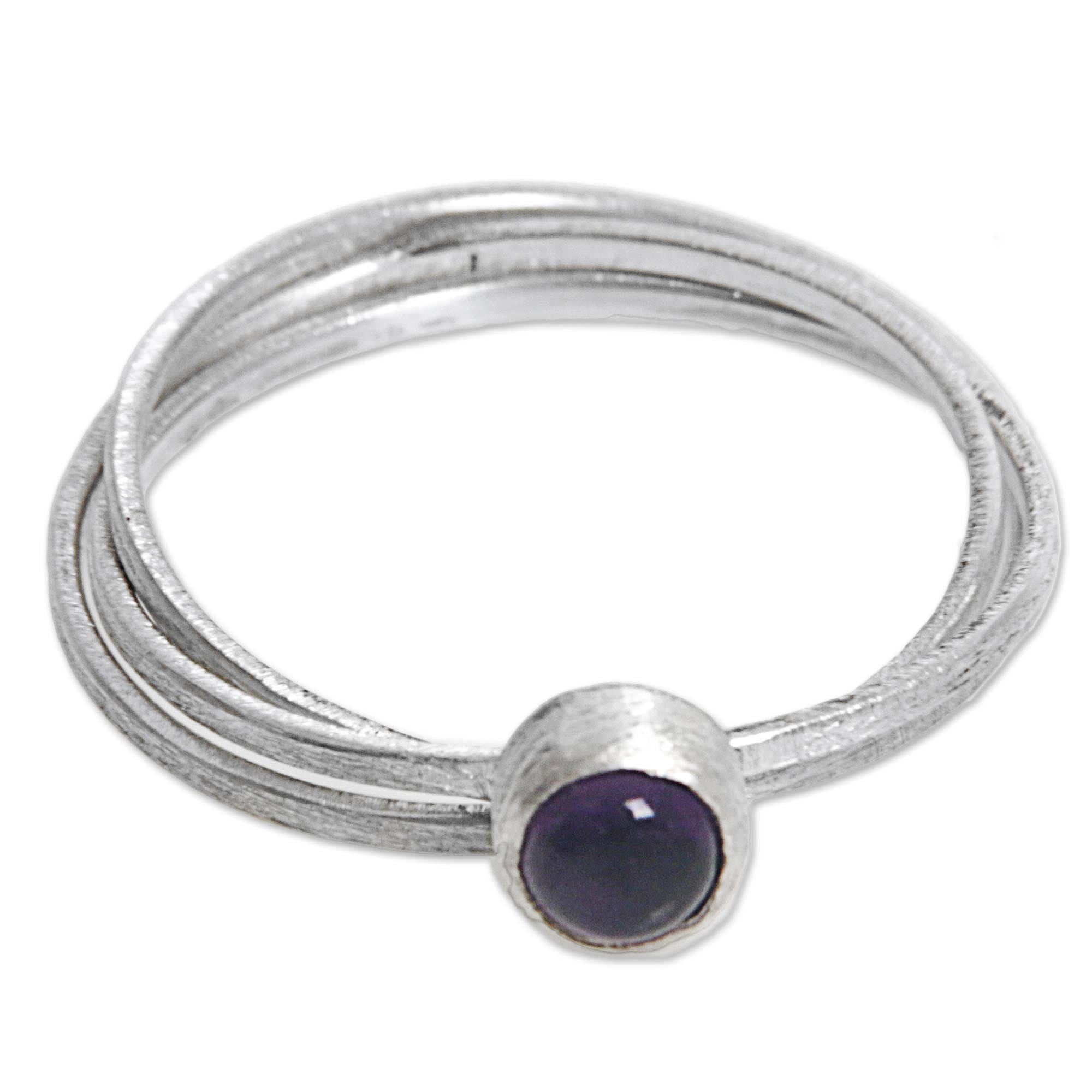 Premium Amethyst Solitaire Ring - Handcrafted Sterling Silver Jewelry