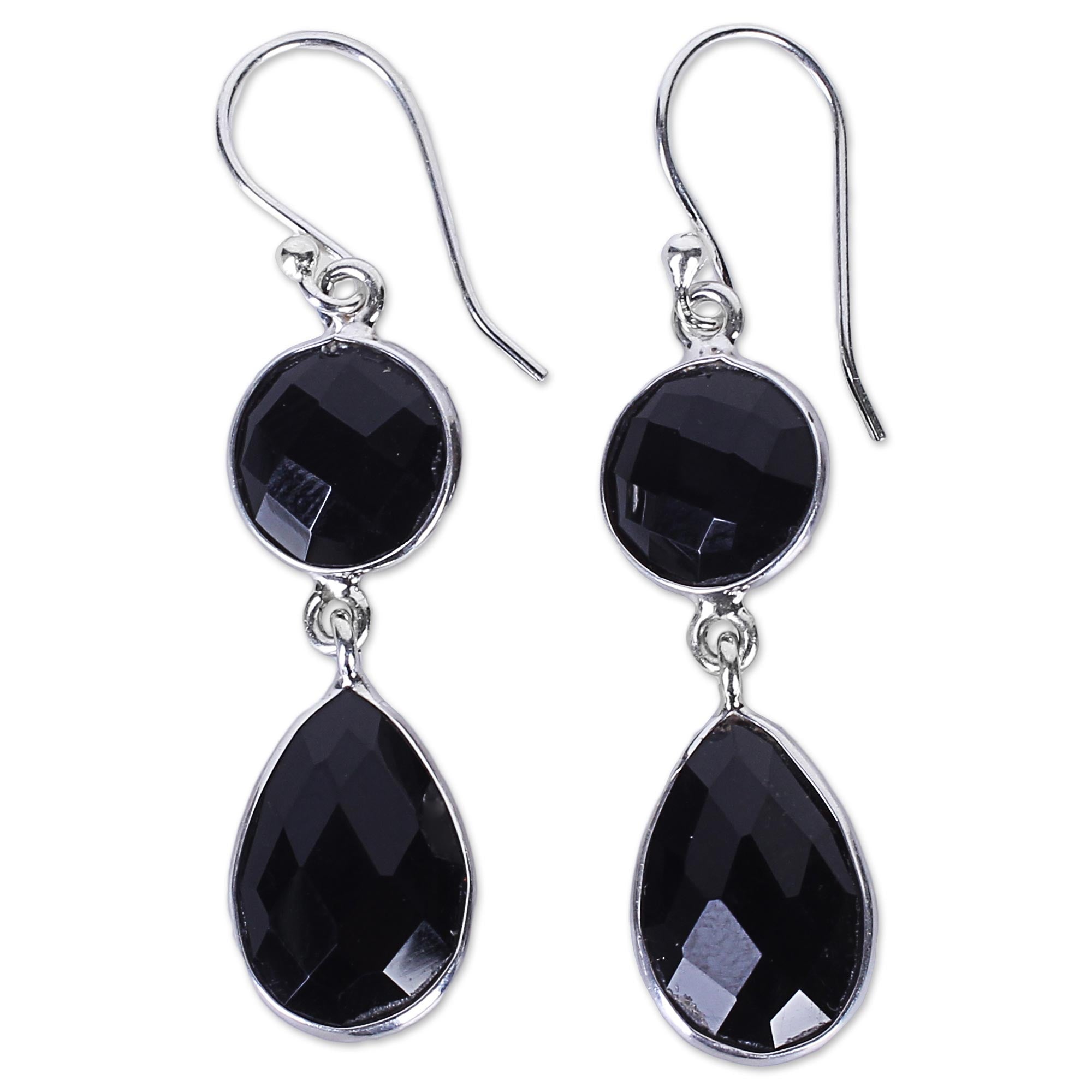 Premium Magical Onyx & Silver Dangle Earrings - Handcrafted Elegance