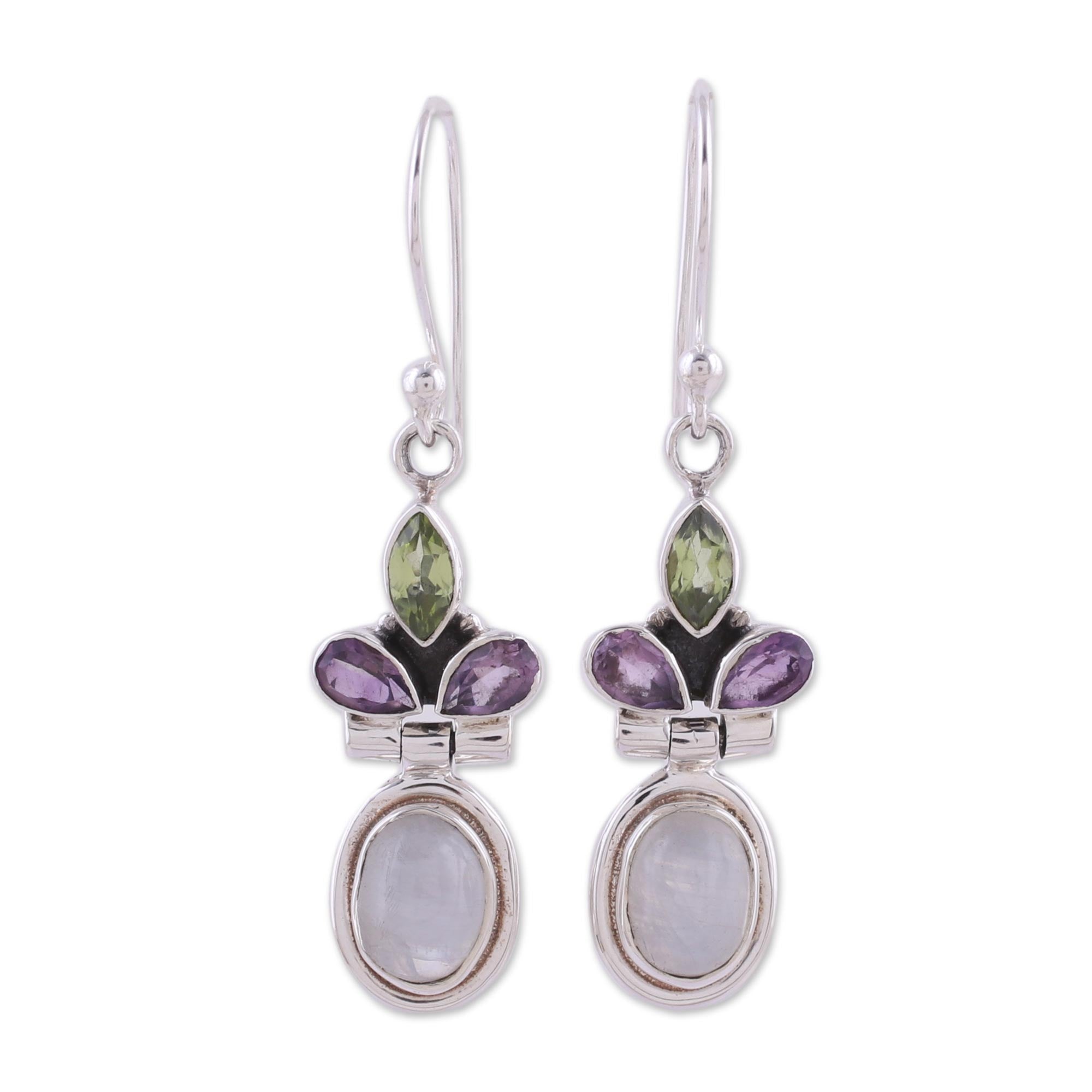 Ultimate Elegance Multi-Gem Sterling Silver Dangle Earrings