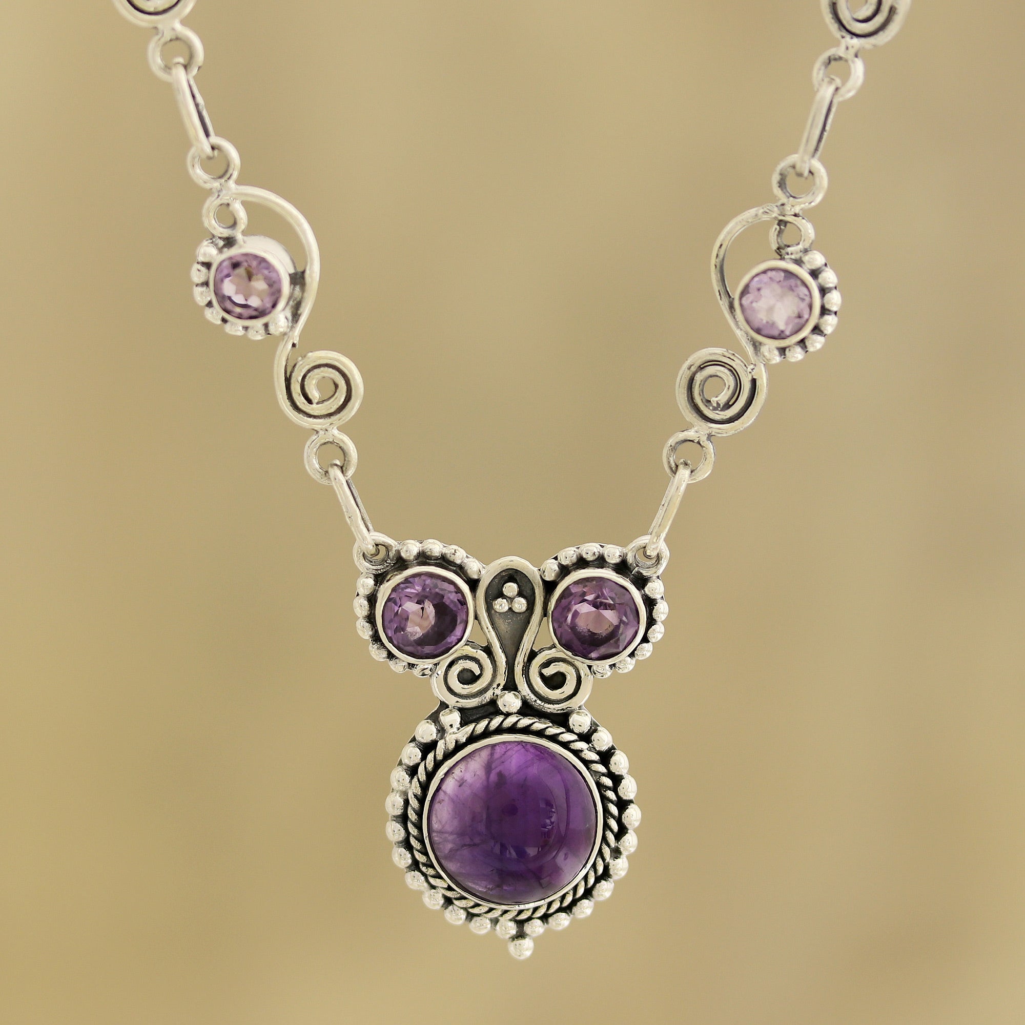 Premium Amethyst Sterling Silver Necklace - Timeless Indian Elegance