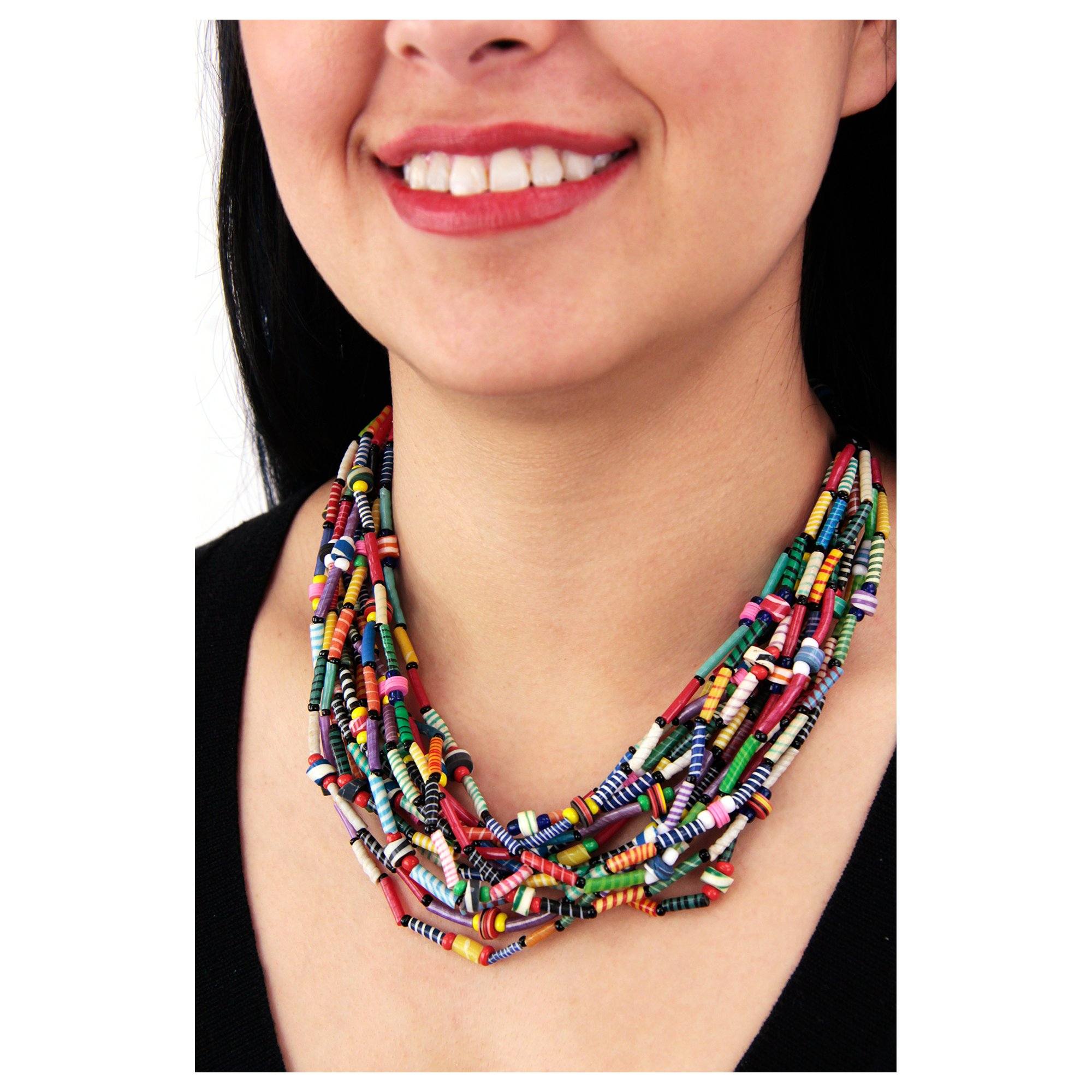 Premium Colors of Mali Recycled Beaded Necklace