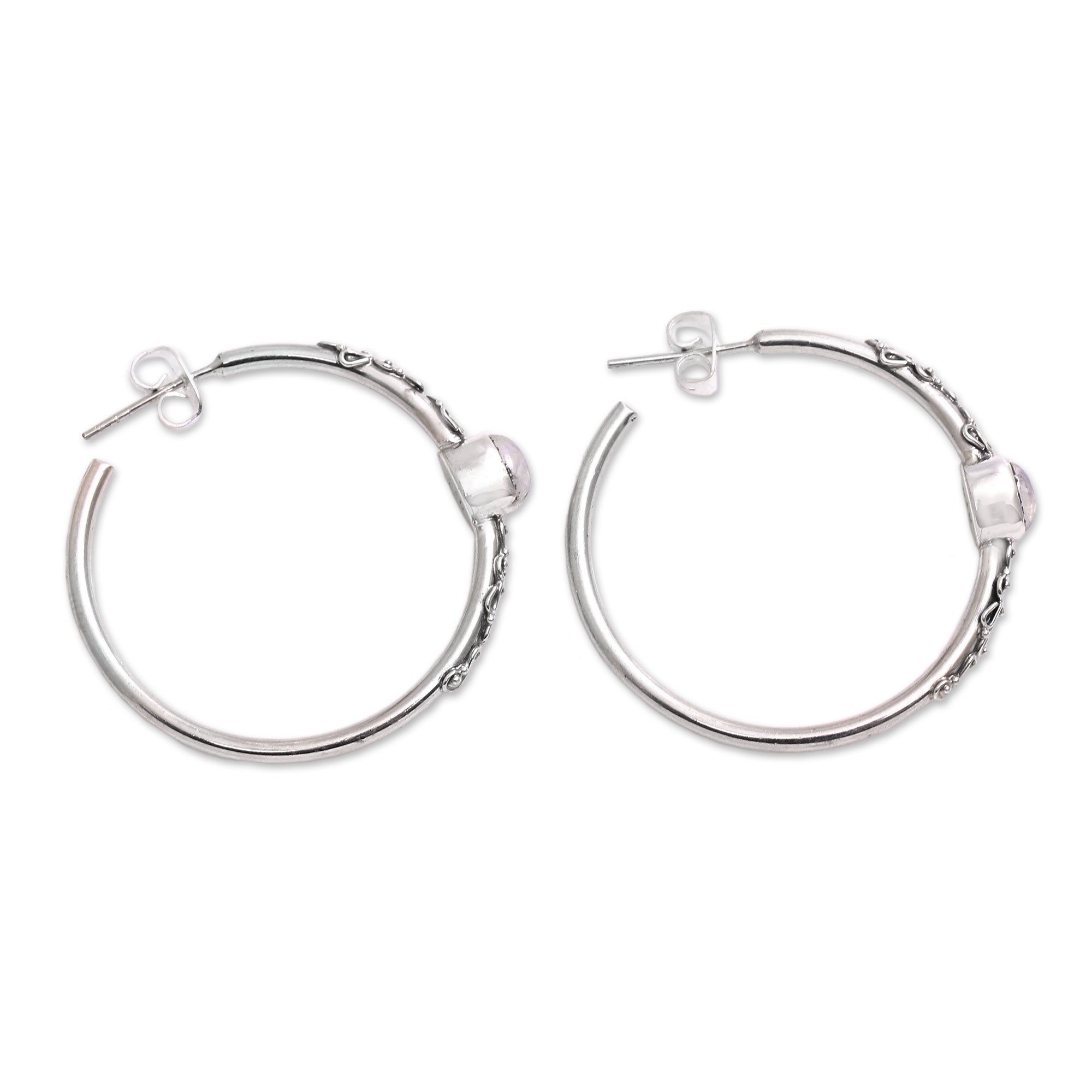 Premium Bali Memories Rainbow Moonstone Half-Hoop Earrings – Handcrafted in Bali