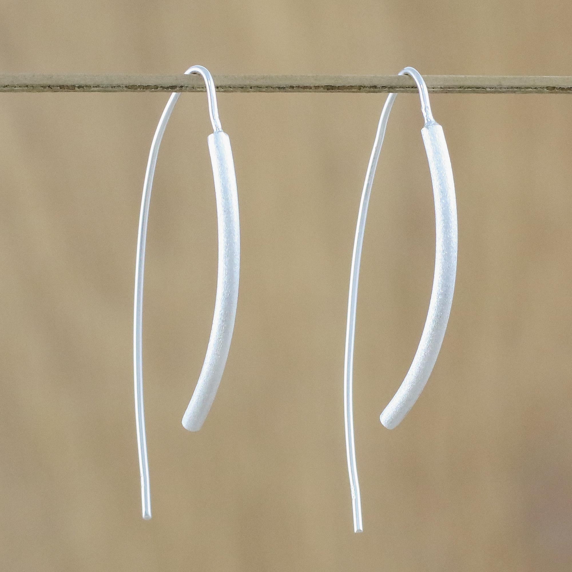 Premium Sterling Silver Cattail Drop Earrings – Handcrafted in Thailand