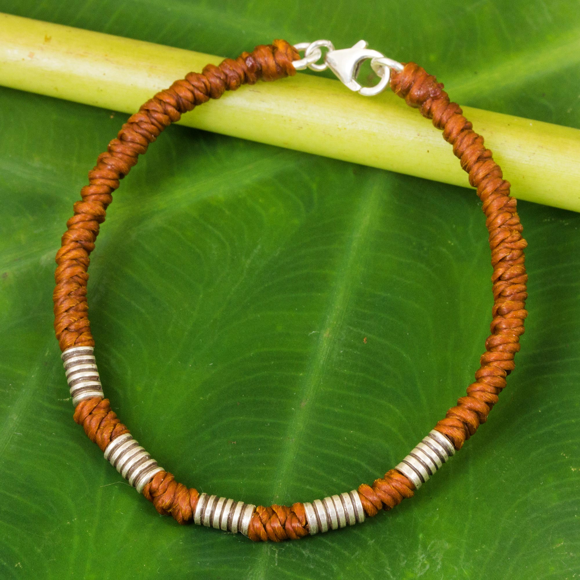 Premium Rust-Toned Handmade Braided Bracelet by Thai Artisan