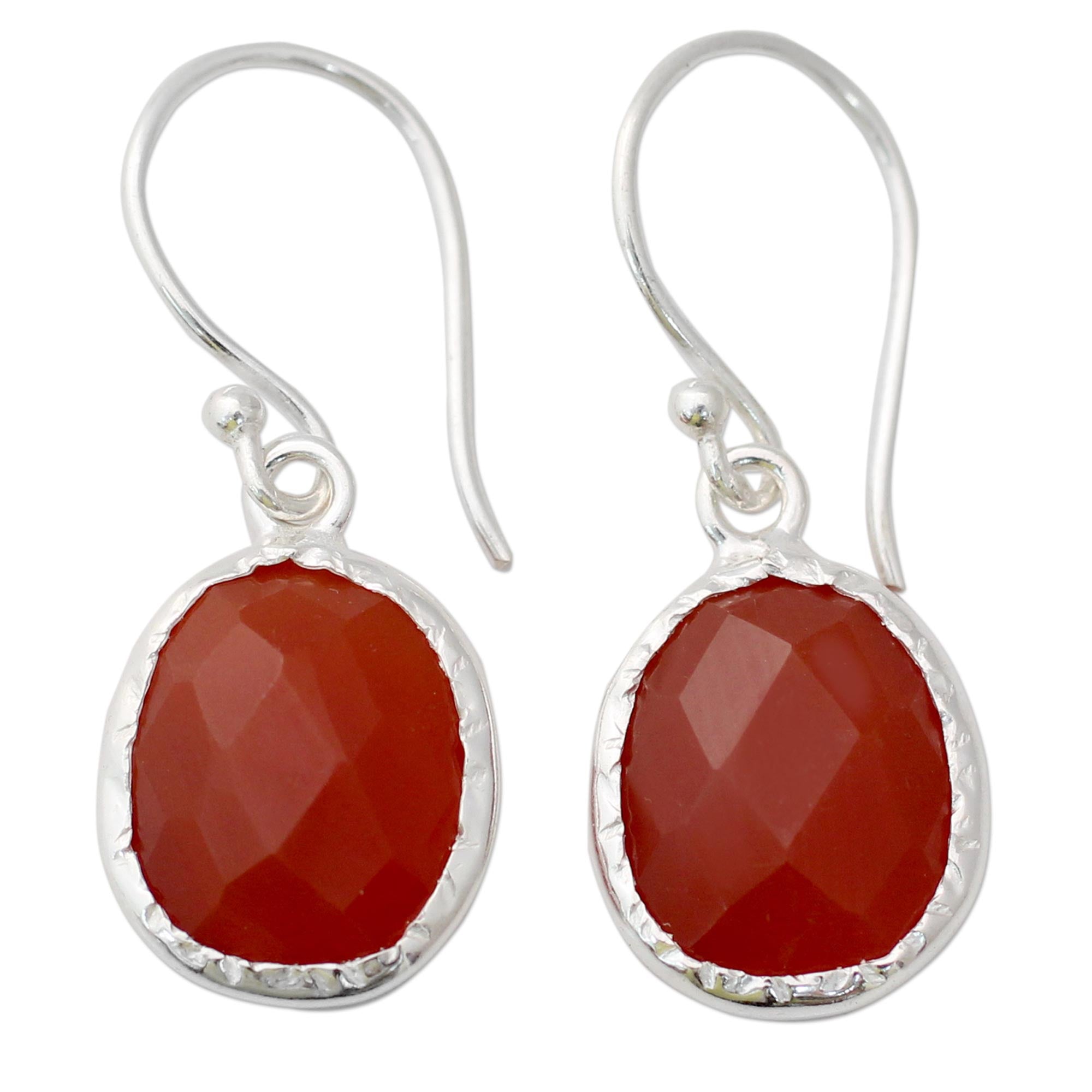 Premium Fire Enthrall Handcrafted Red Onyx & Sterling Silver Dangle Earrings