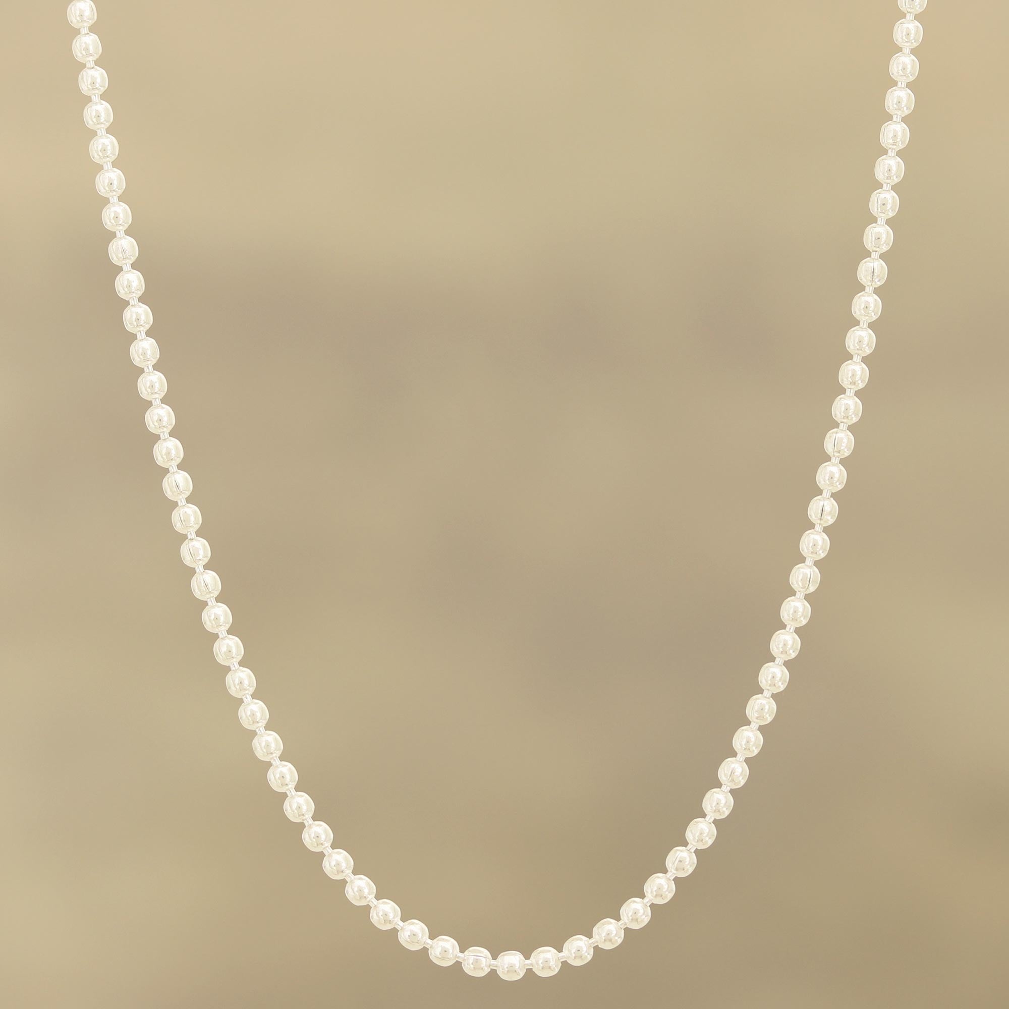 Premium Sterling Silver Ball Chain Necklace - Elegant Minimalist Design