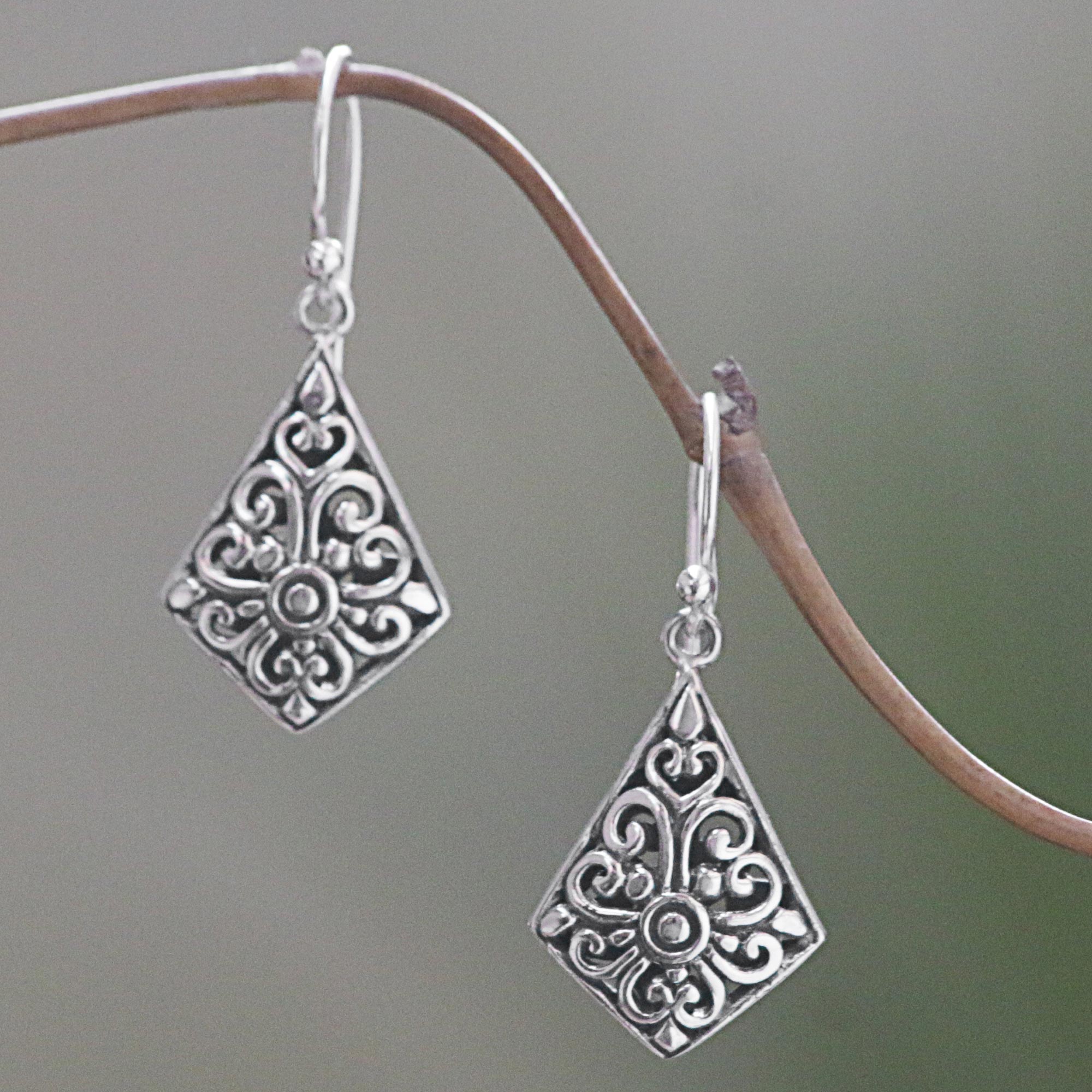 Premium Bali Kites Sterling Silver Dangle Earrings - Handcrafted in Indonesia