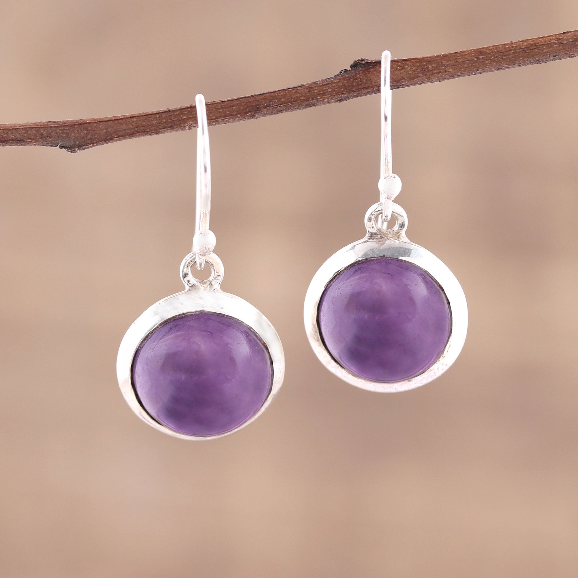 Premium Celestial Promise Amethyst Dangle Earrings – Handcrafted Sterling Silver Jewelry