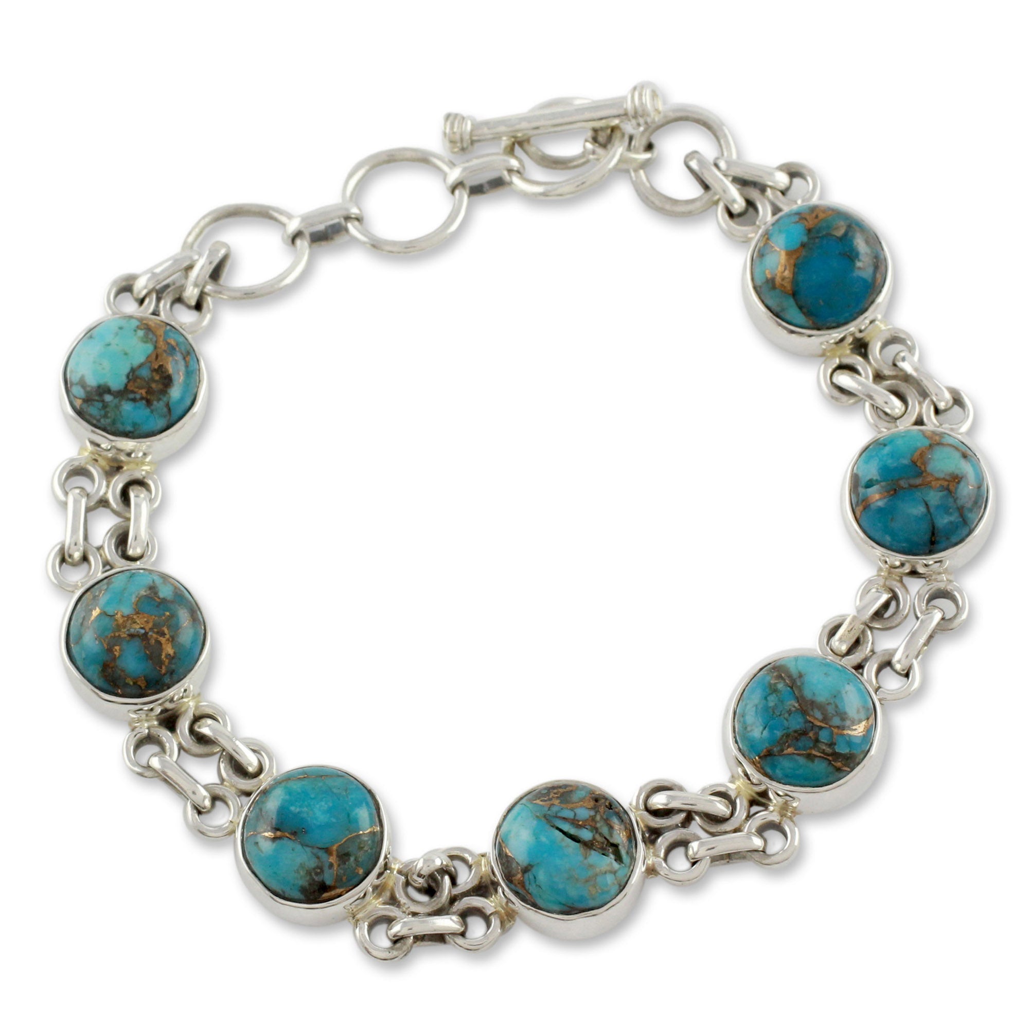 Premium Sky Paths Sterling Silver & Turquoise Bracelet - Handcrafted Indian Jewelry