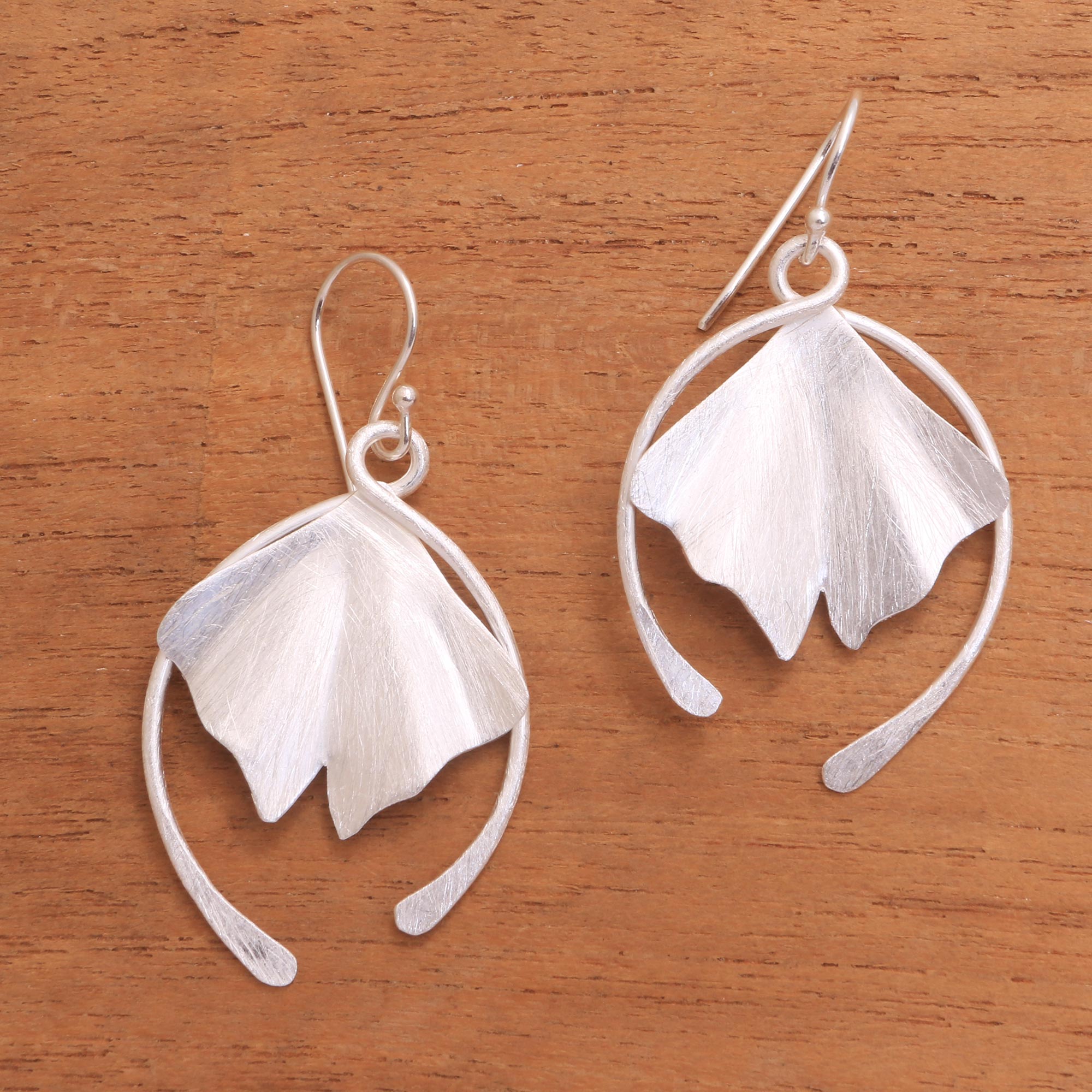 Premium Flying Petals Sterling Silver Dangle Earrings - Handcrafted in Bali