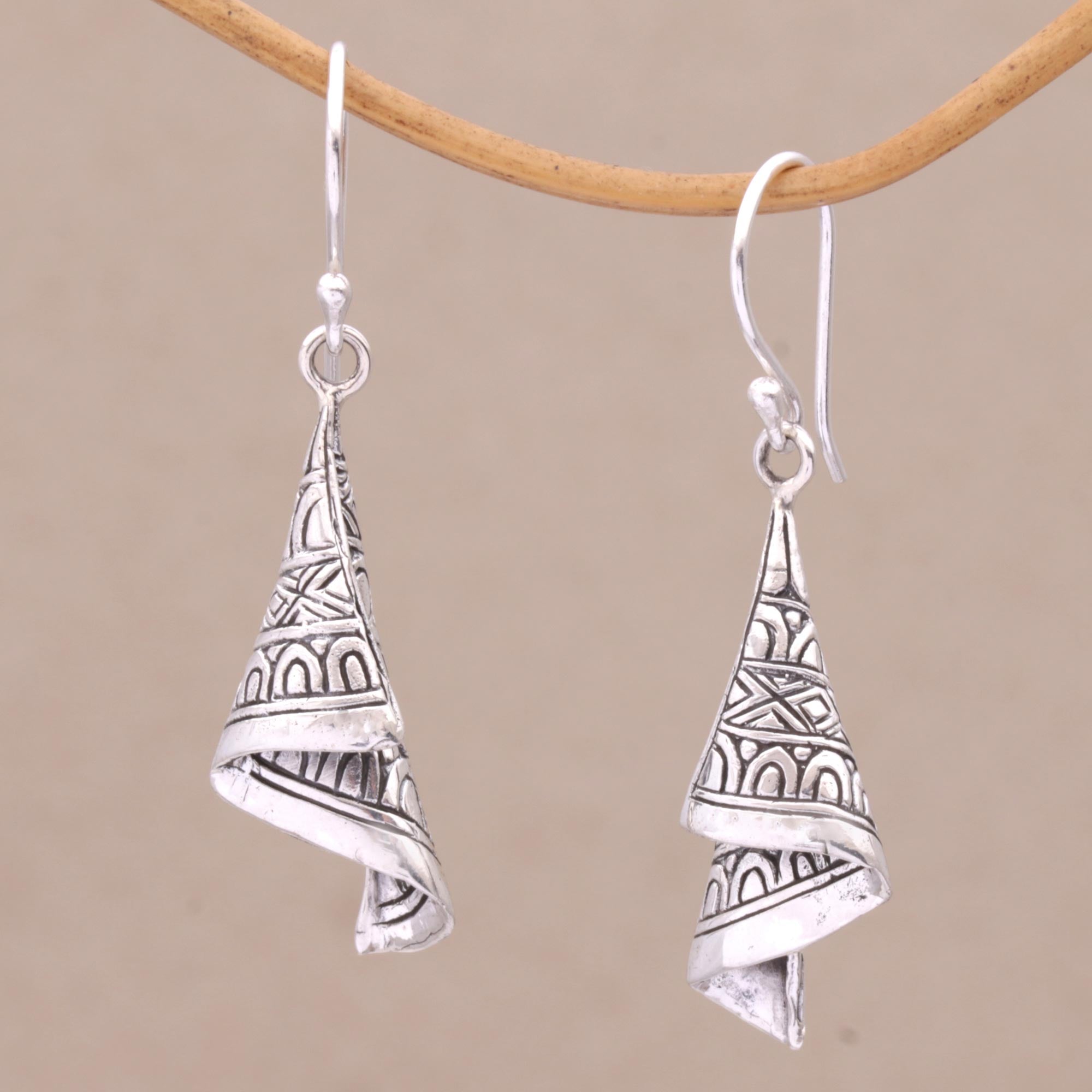 Premium Shining Sonket Silver Dangle Earrings - Handcrafted Elegance