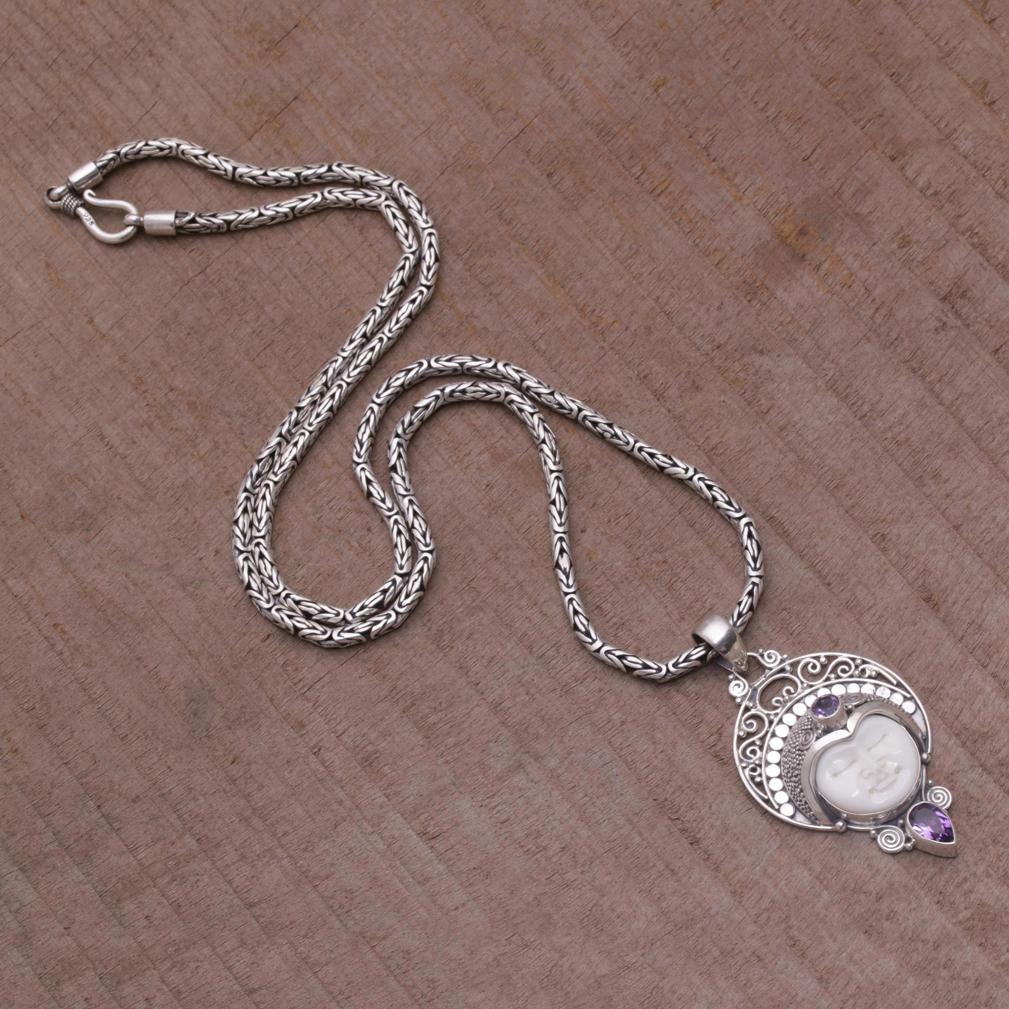 Premium Lunar Queen Amethyst Pendant Necklace - Handcrafted Jewelry