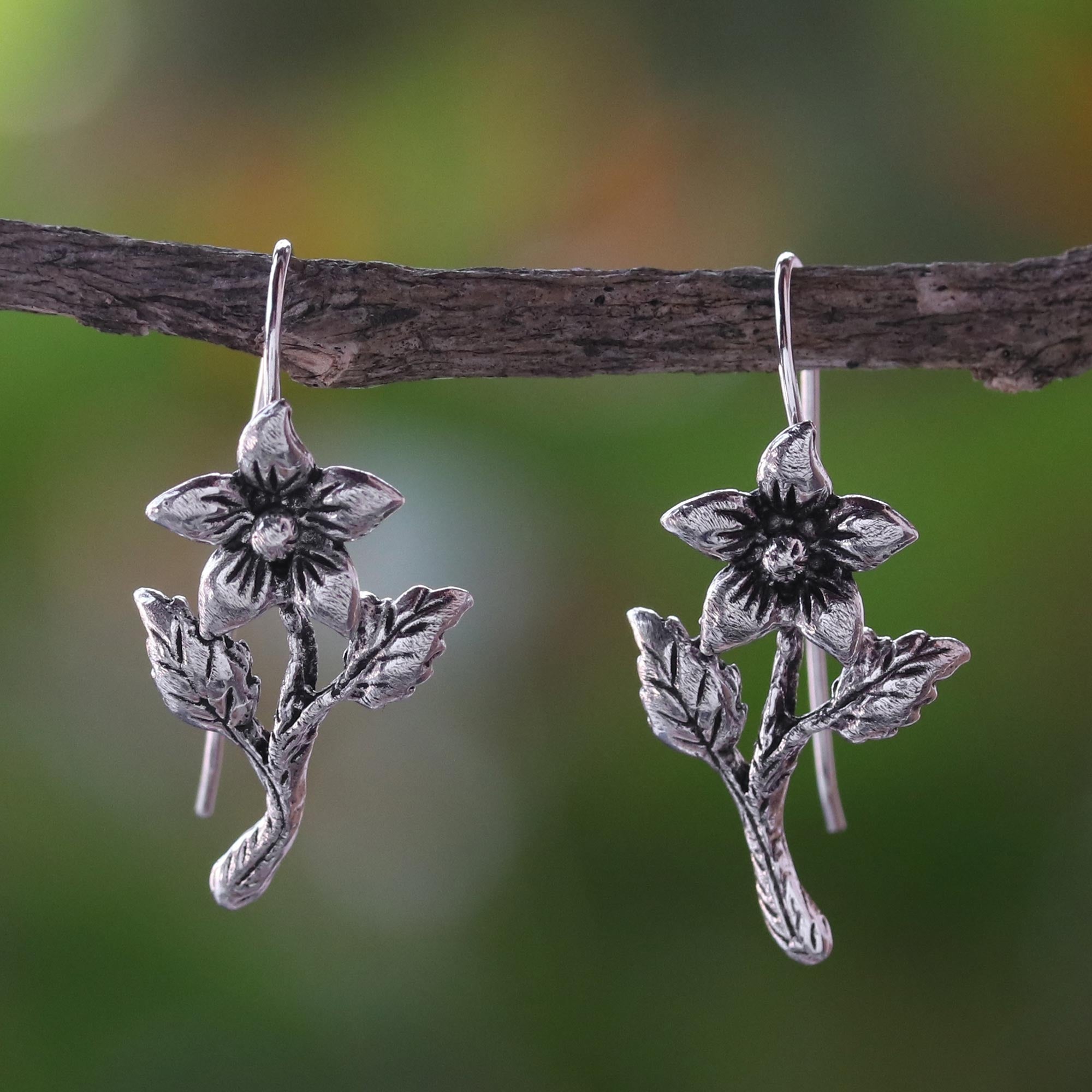 Premium Thai Artisan Sterling Silver Blooming Flower Earrings