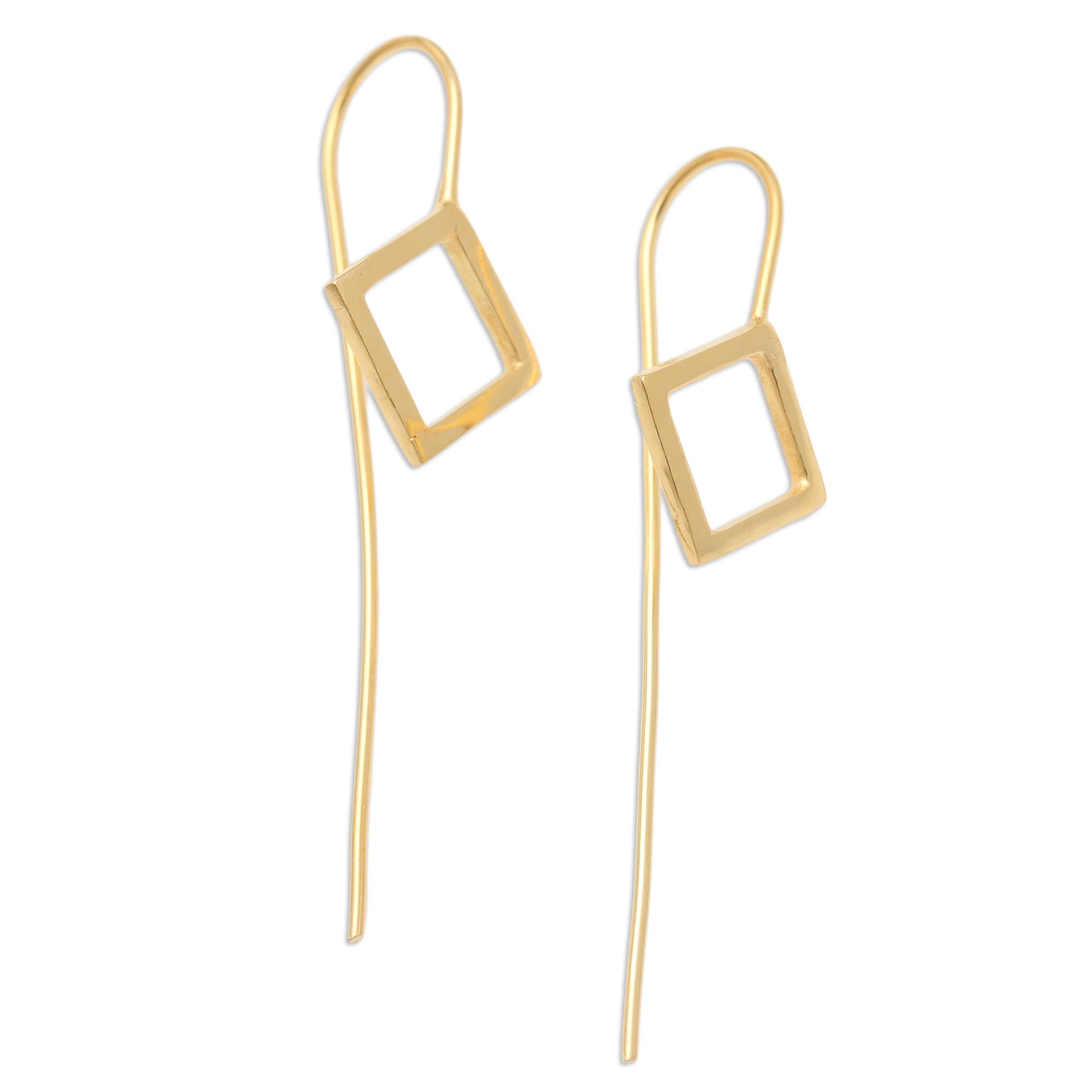 Ultimate Glamour: Symmetrical Geometry Gold-Plated Drop Earrings