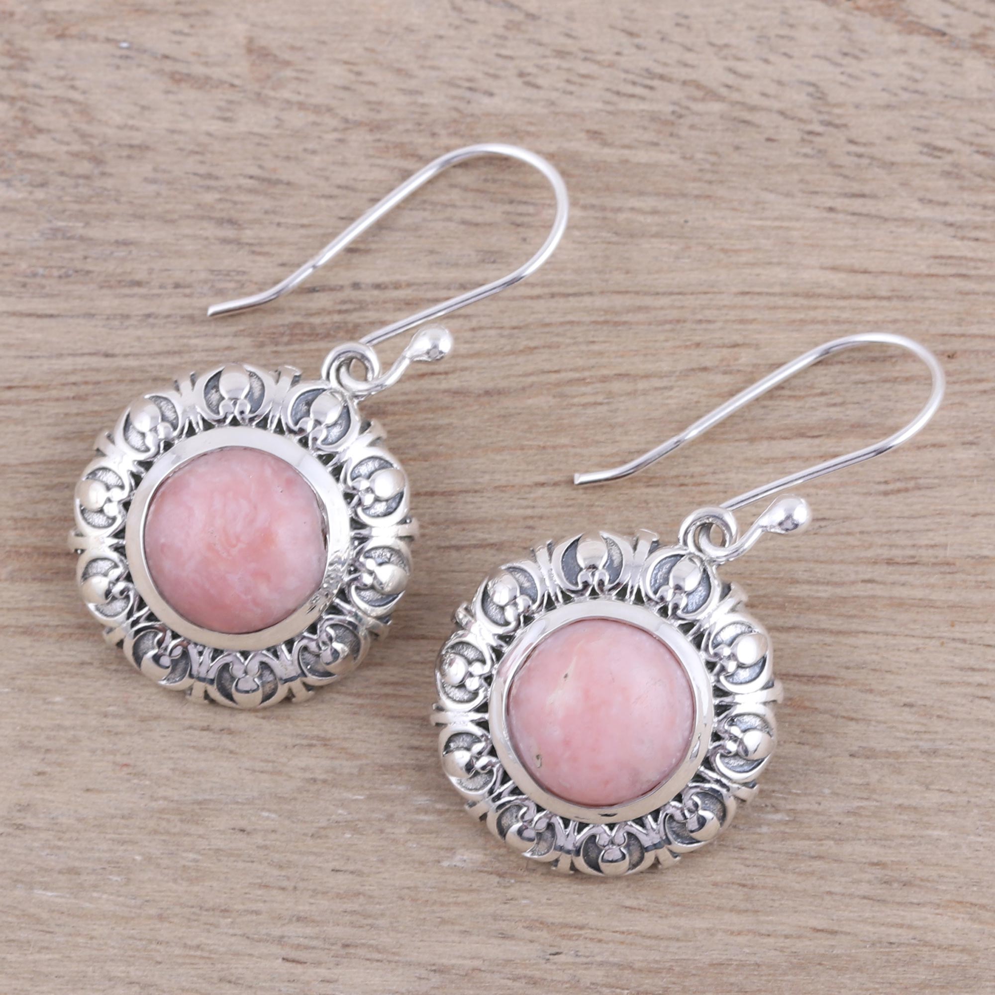 Premium Pink Opal Renewal Dangle Earrings - Handcrafted Sterling Silver