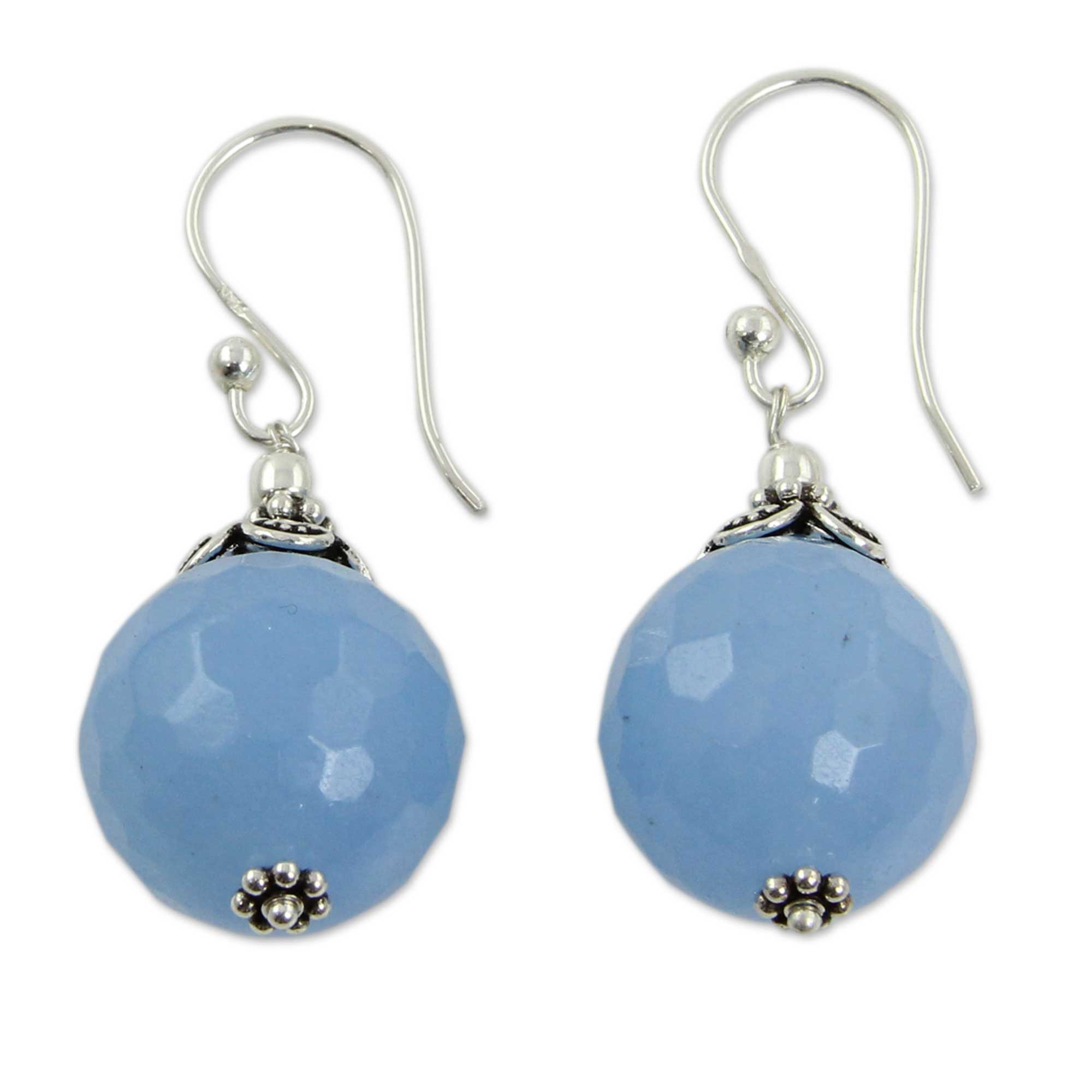 Premium Handcrafted Blue Chalcedony Sterling Silver Earrings - Glorious Artisan Design