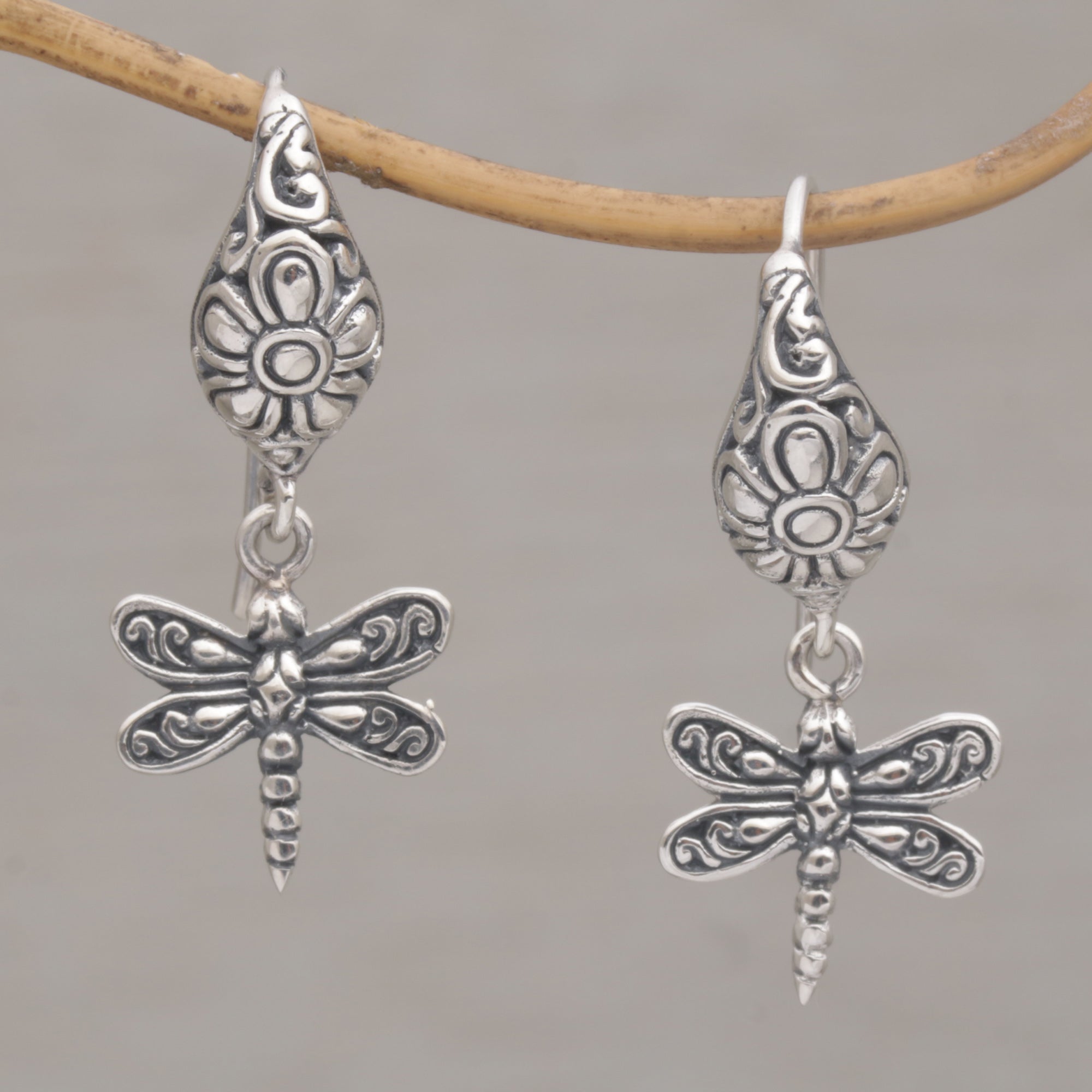 Premium Dragonfly Delight Sterling Silver Dangle Earrings