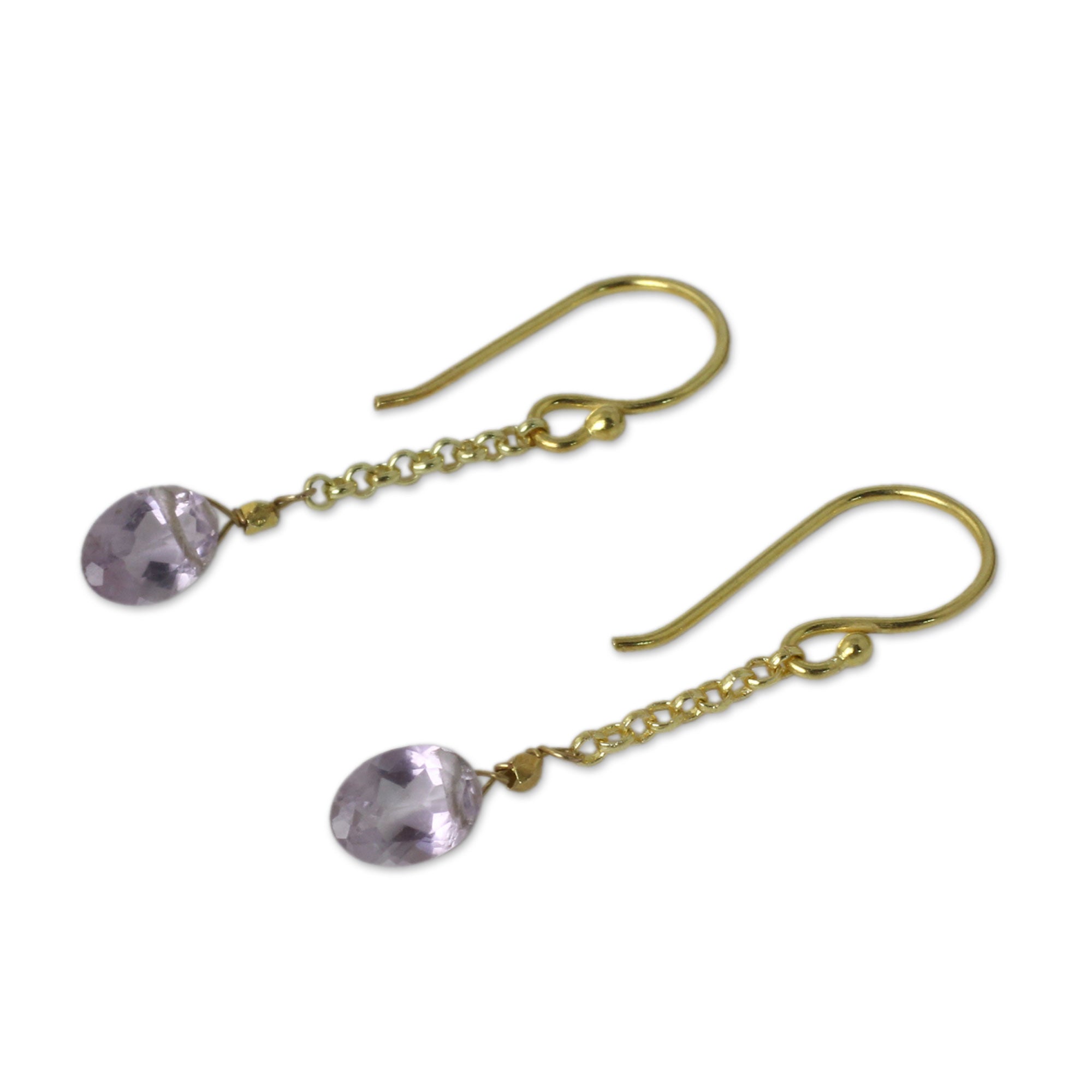 Premium 24K Gold Vermeil Amethyst Earrings – Handcrafted in Thailand