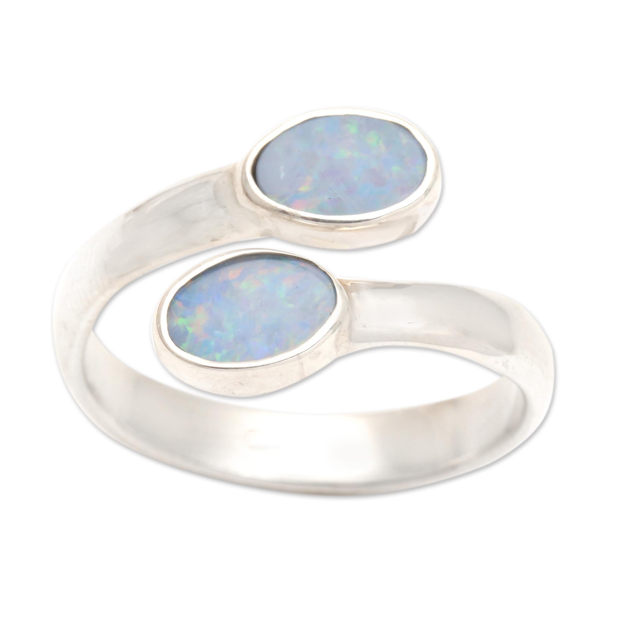 Premium Indonesian Opal Wrap Ring - Sterling Silver Elegance