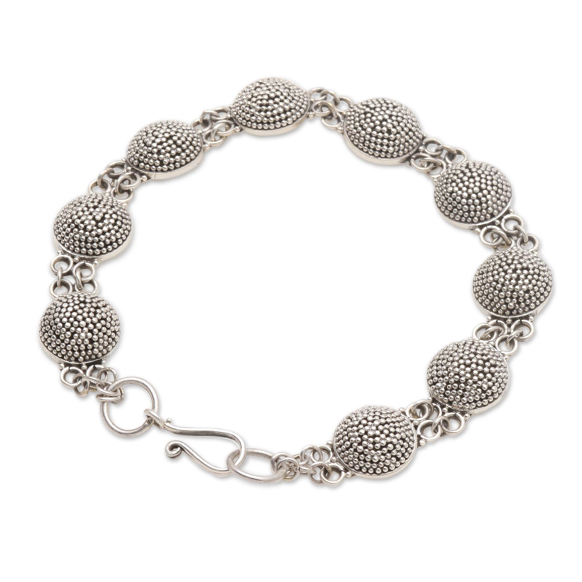 Premium Sterling Silver Link Bracelet with Balinese Elegance