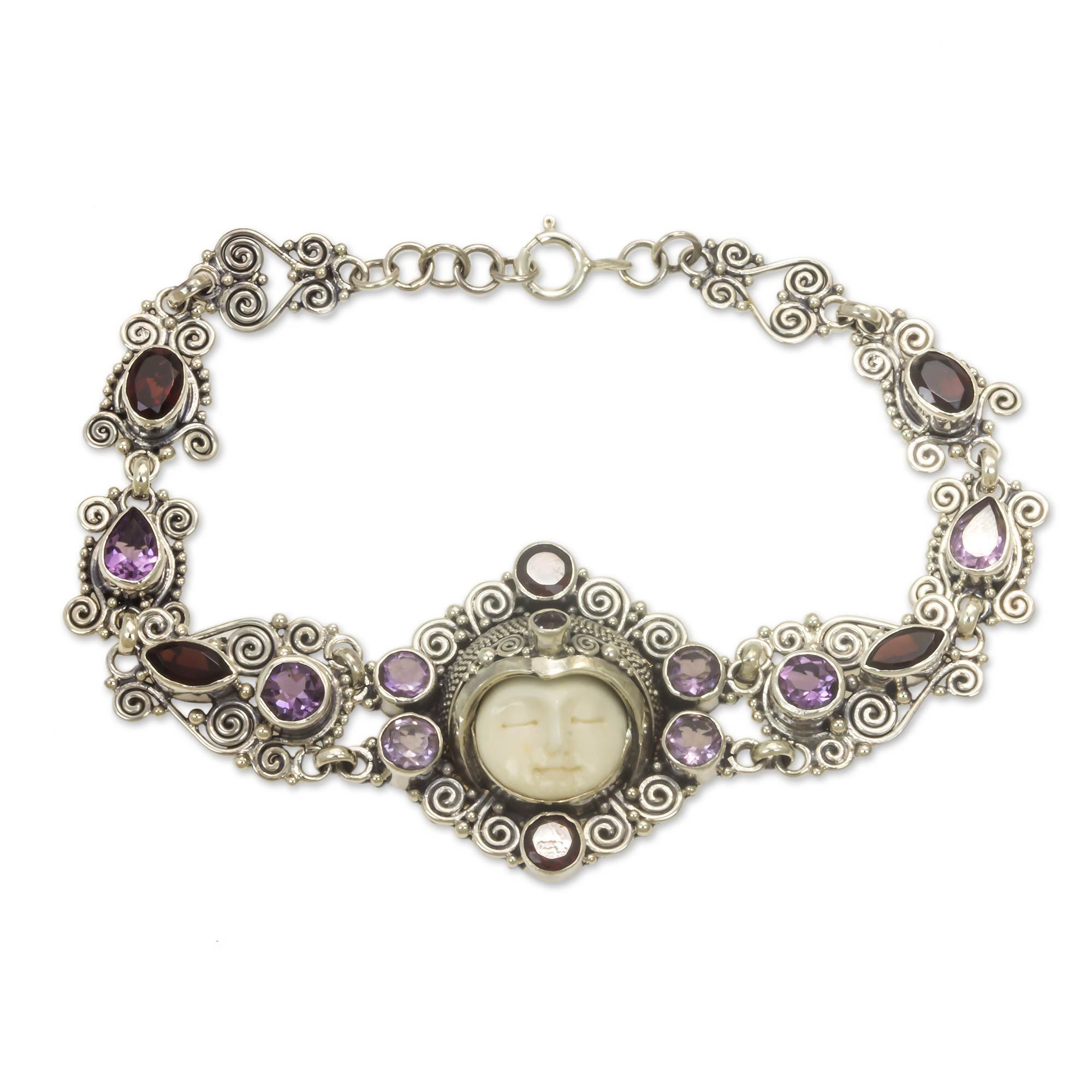 Premium Sleeping Princess Bracelet - Amethyst & Bone Handcrafted Jewelry