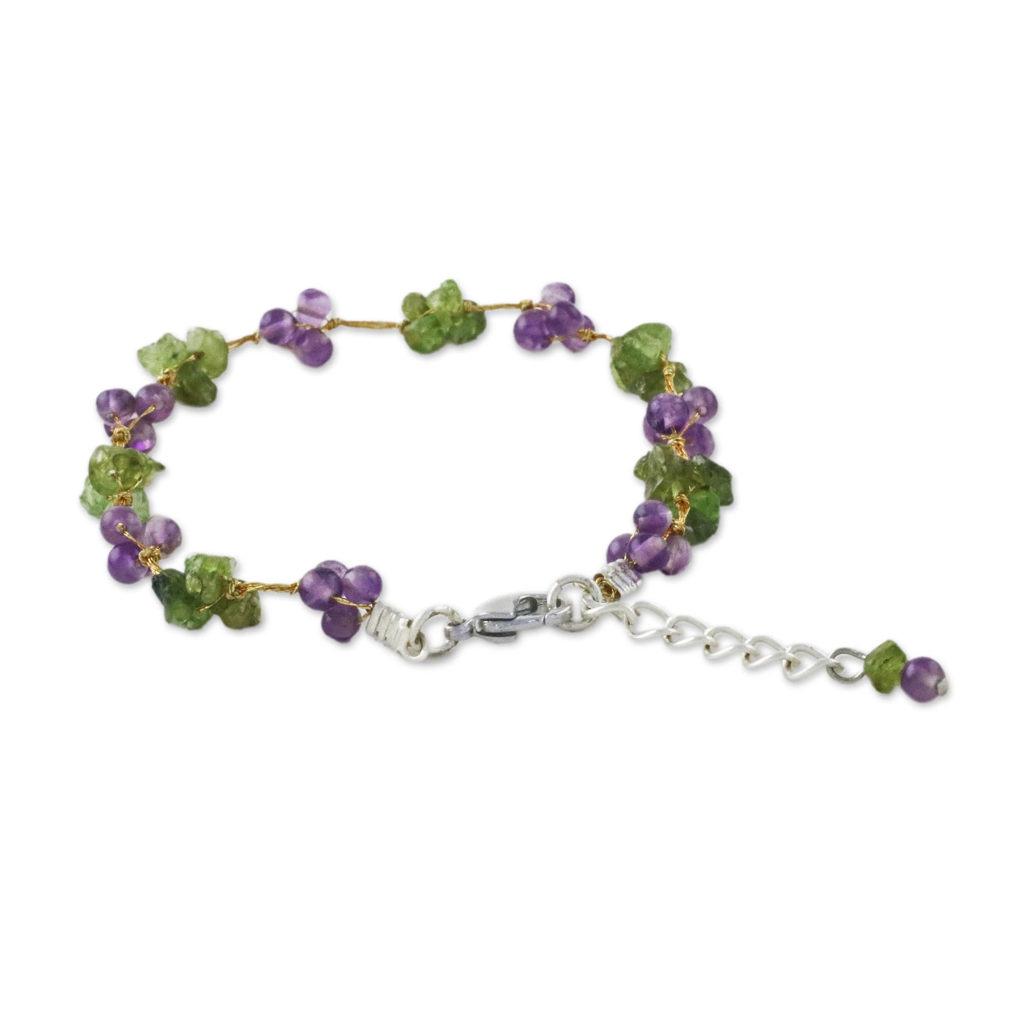 Premium Chiang Mai Muse Multi-Gem & Silver Bracelet - Handmade Elegance