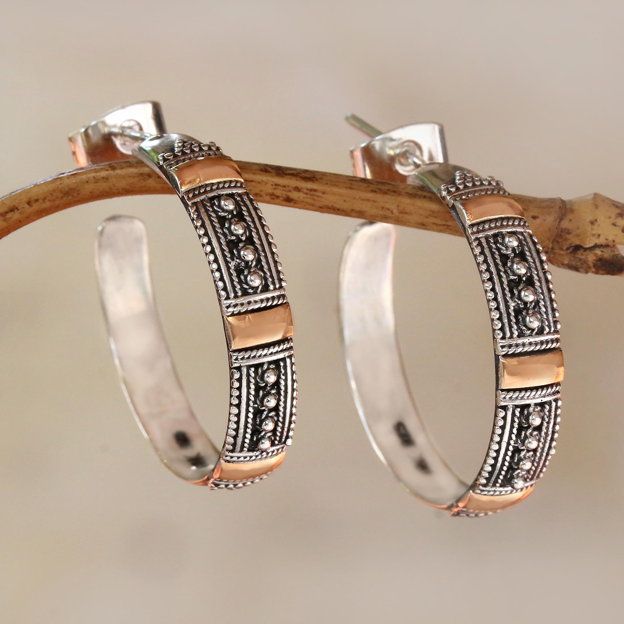 Premium Nusa Dua Sunrise Sterling Silver Hoop Earrings