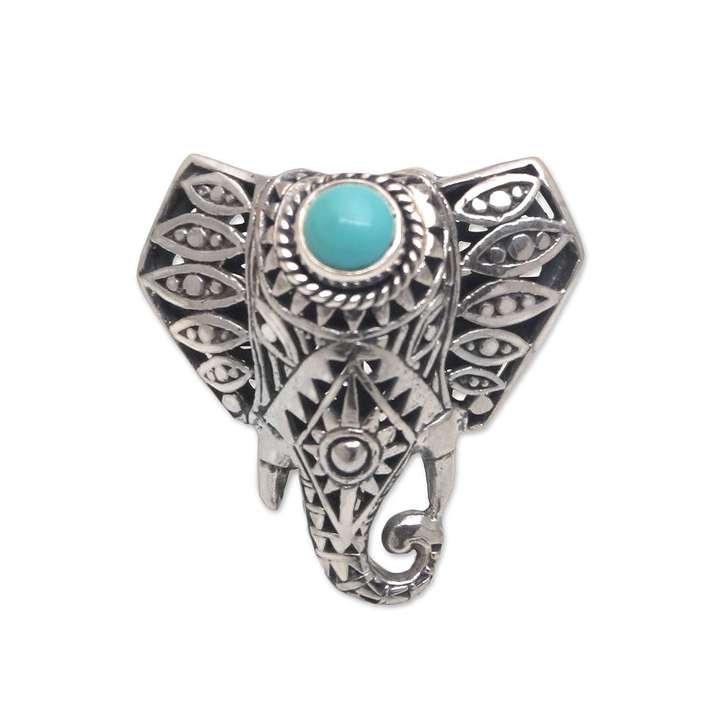 Premium Bali Elephant Eyes Cocktail Ring - Sterling Silver & Magnesite