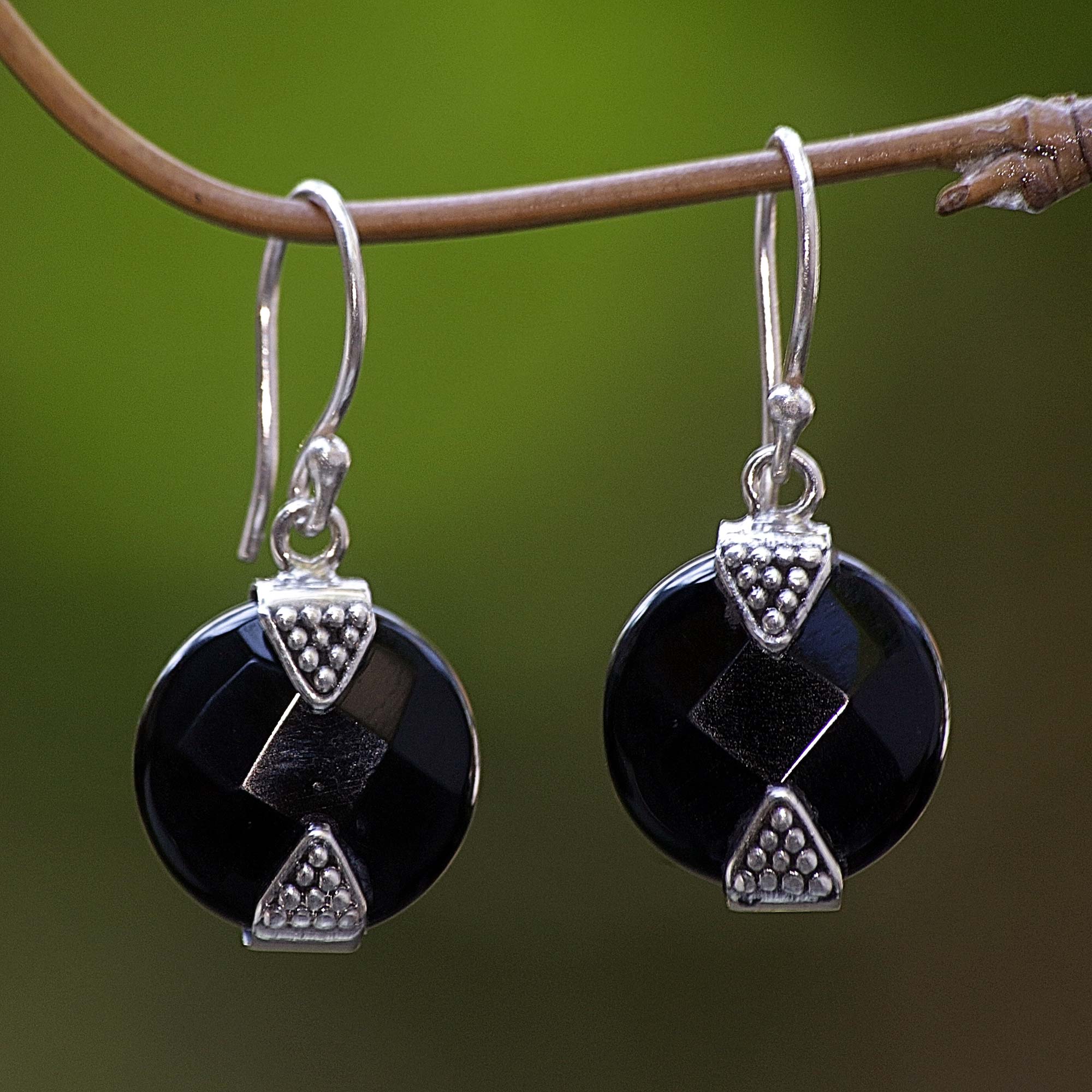 Premium Sylph Onyx Sterling Silver Dangle Earrings – Handcrafted in Indonesia