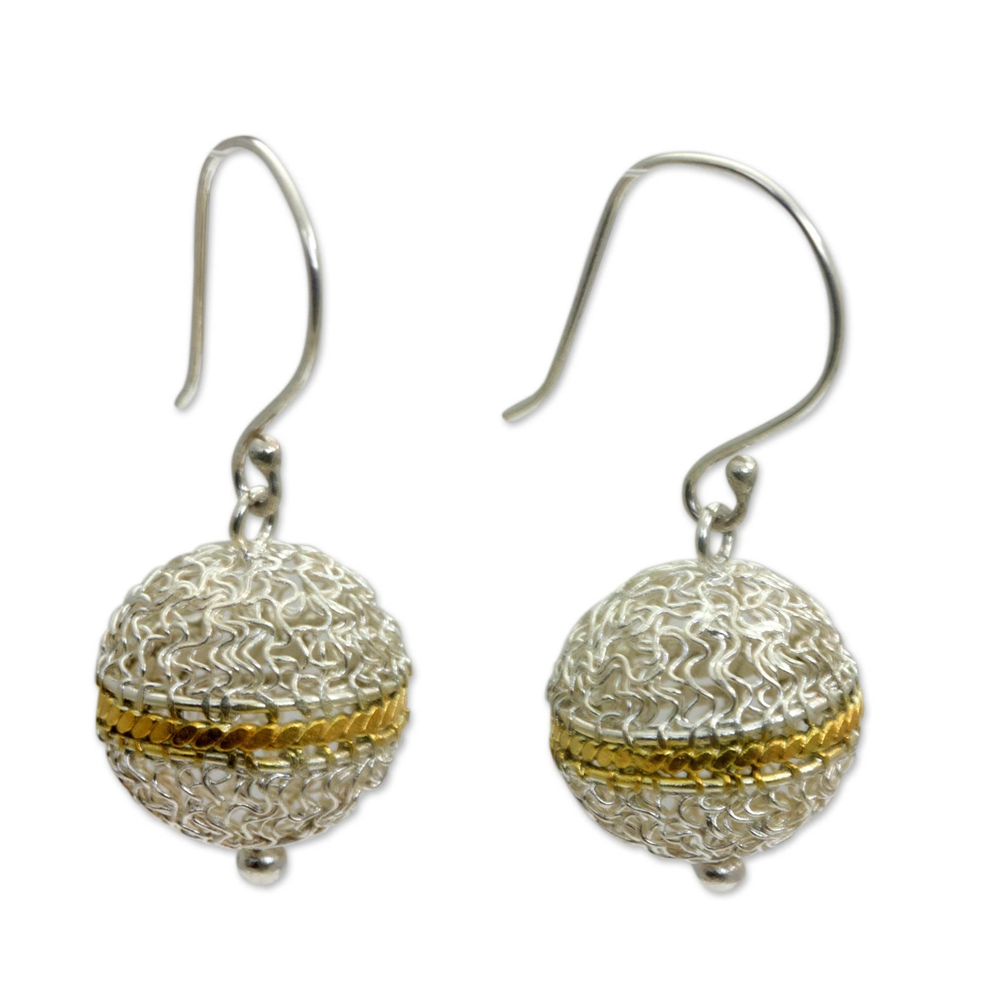 Premium Shining Lantern Sterling Silver & Gold Dangle Earrings