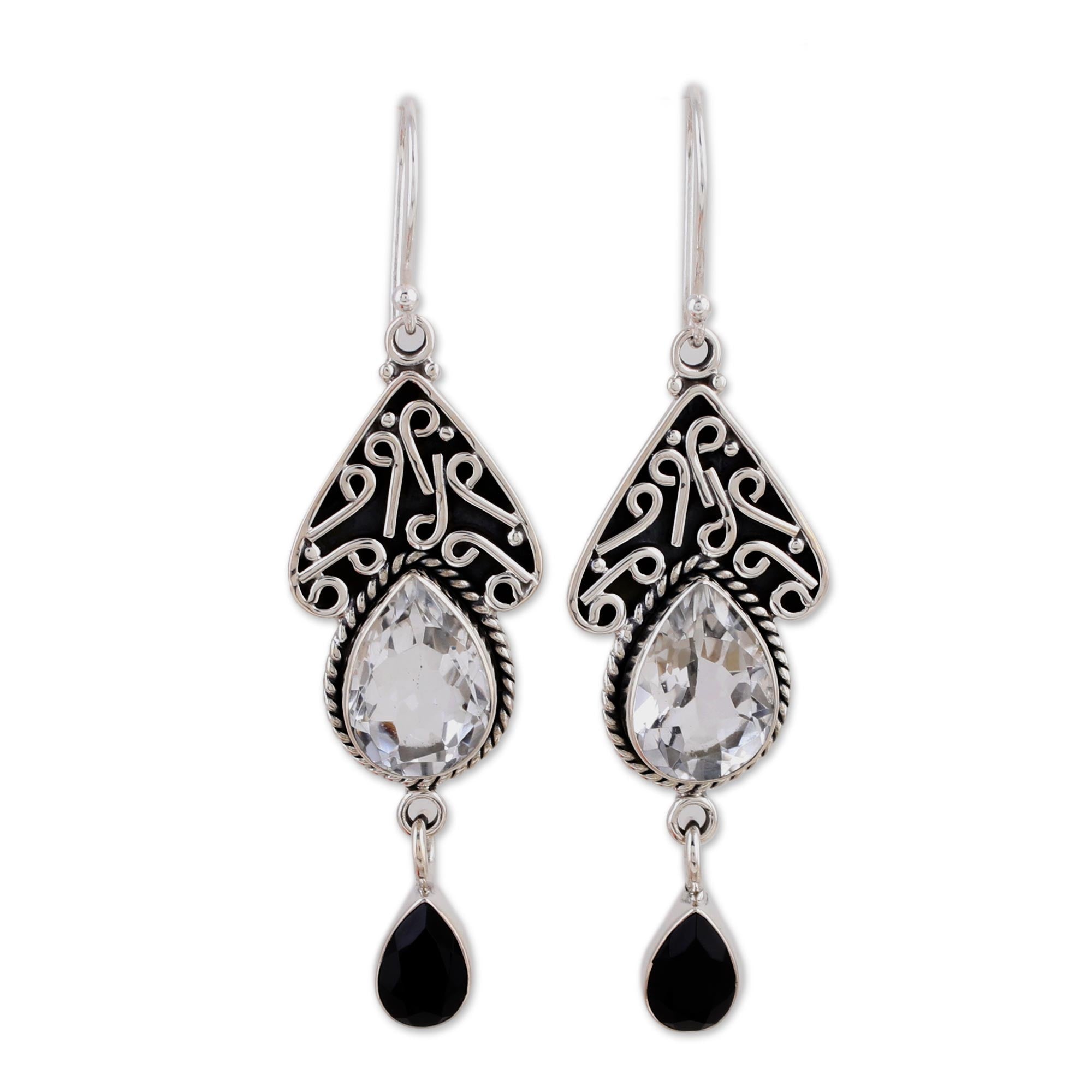 Premium Jaipur Queen Quartz & Onyx Dangle Earrings