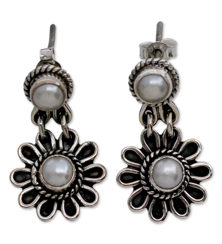 Premium Pristine Blossom Pearl Earrings - Handmade Elegance