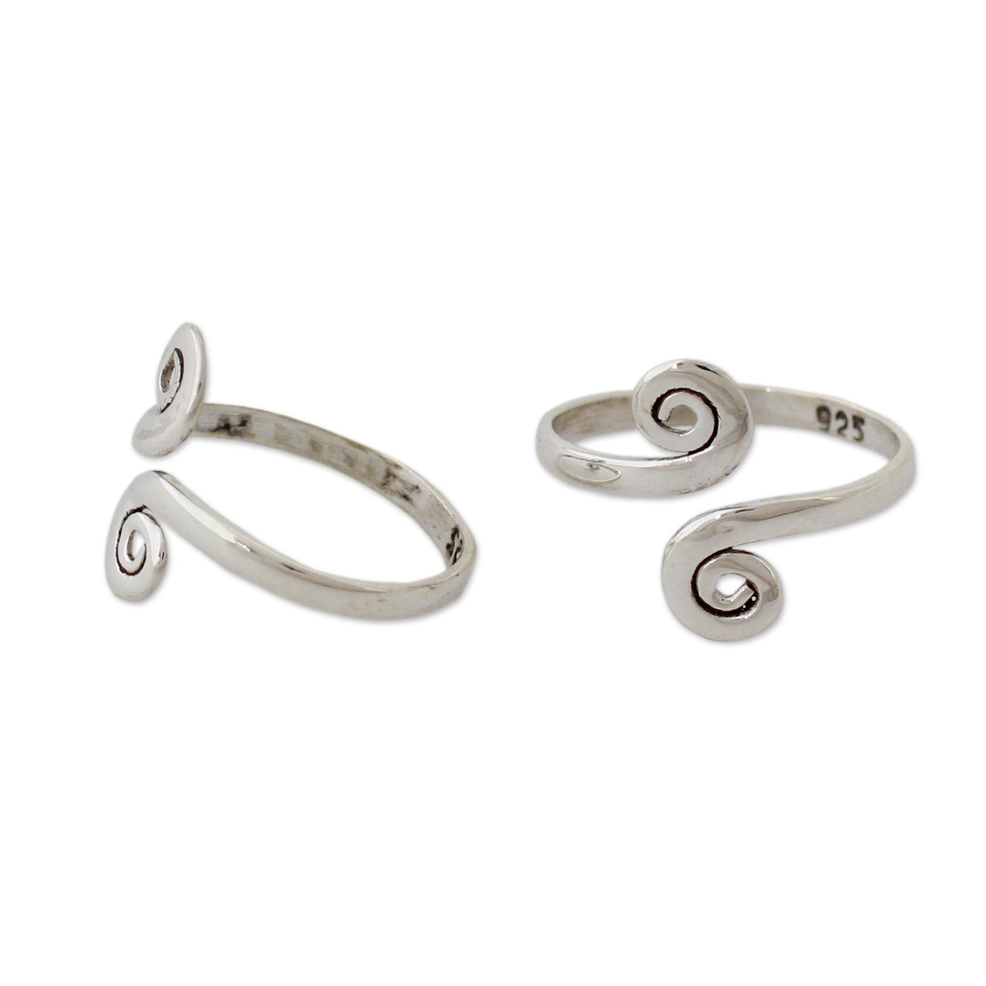 Premium Sterling Silver Adjustable Toe Ring Duo - Handmade in India