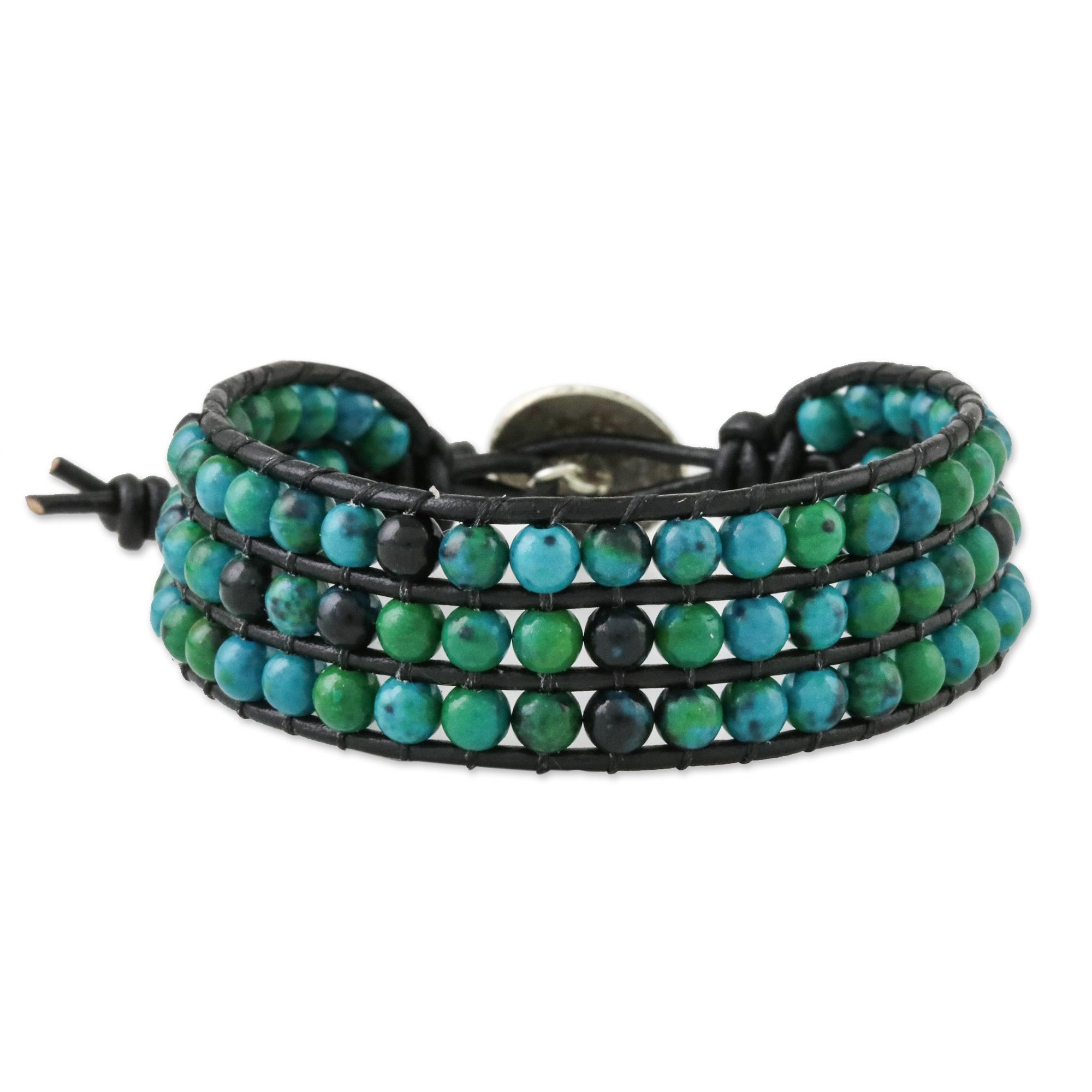 Premium Lagoon Depths Serpentine Bracelet with Karen Silver Button