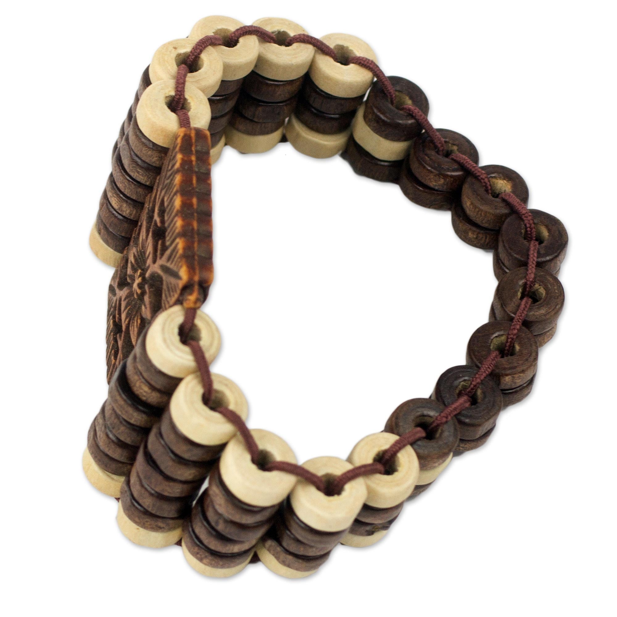 Premium Kumasi Blossom Wood Beaded Bracelet - Handmade in Ghana