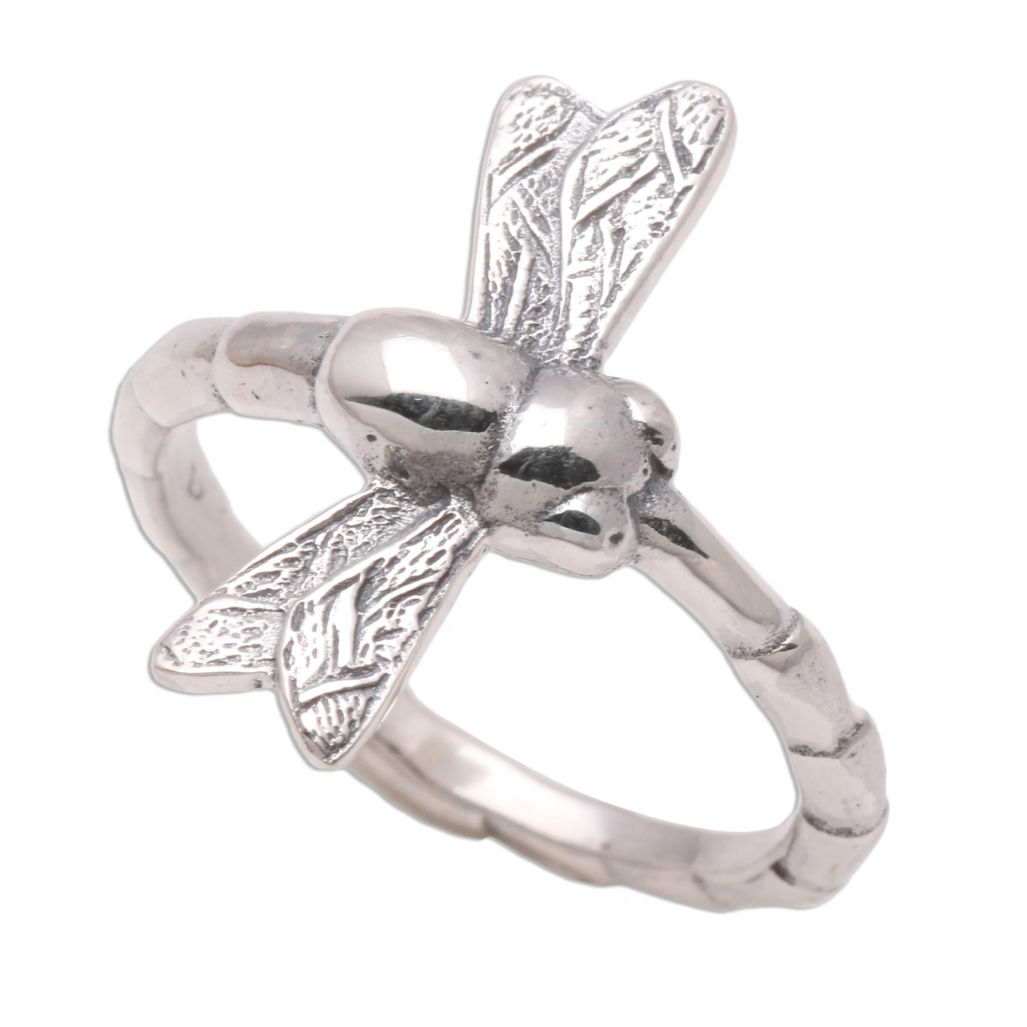 Premium Dragonfly Elegance Sterling Silver Cocktail Ring