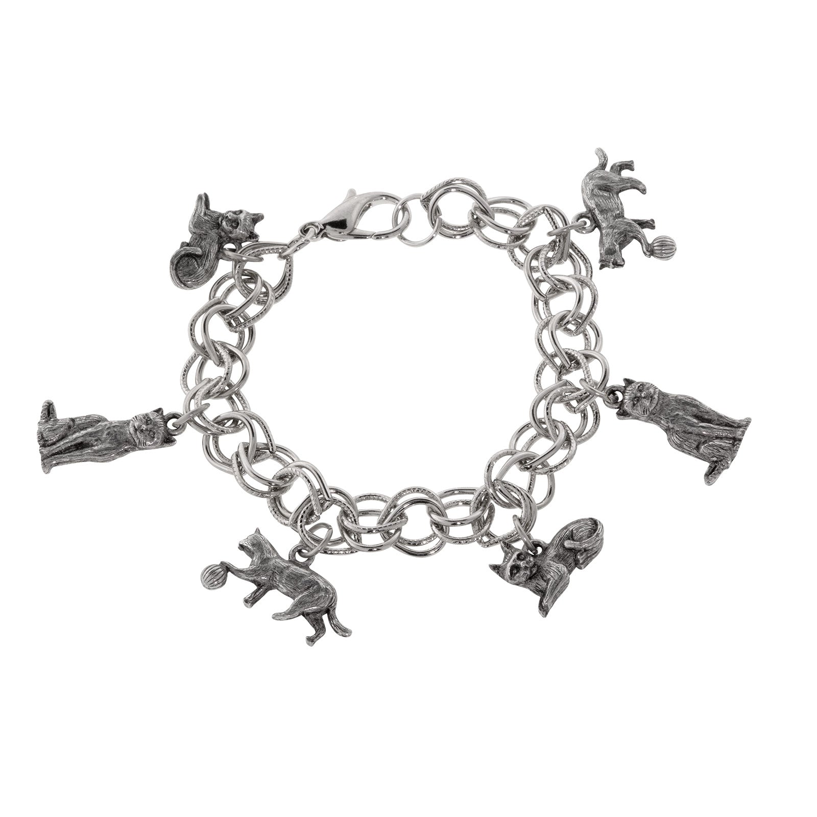 Premium Pewter Cat Charm Bracelet - Ultimate Gift for Cat Lovers