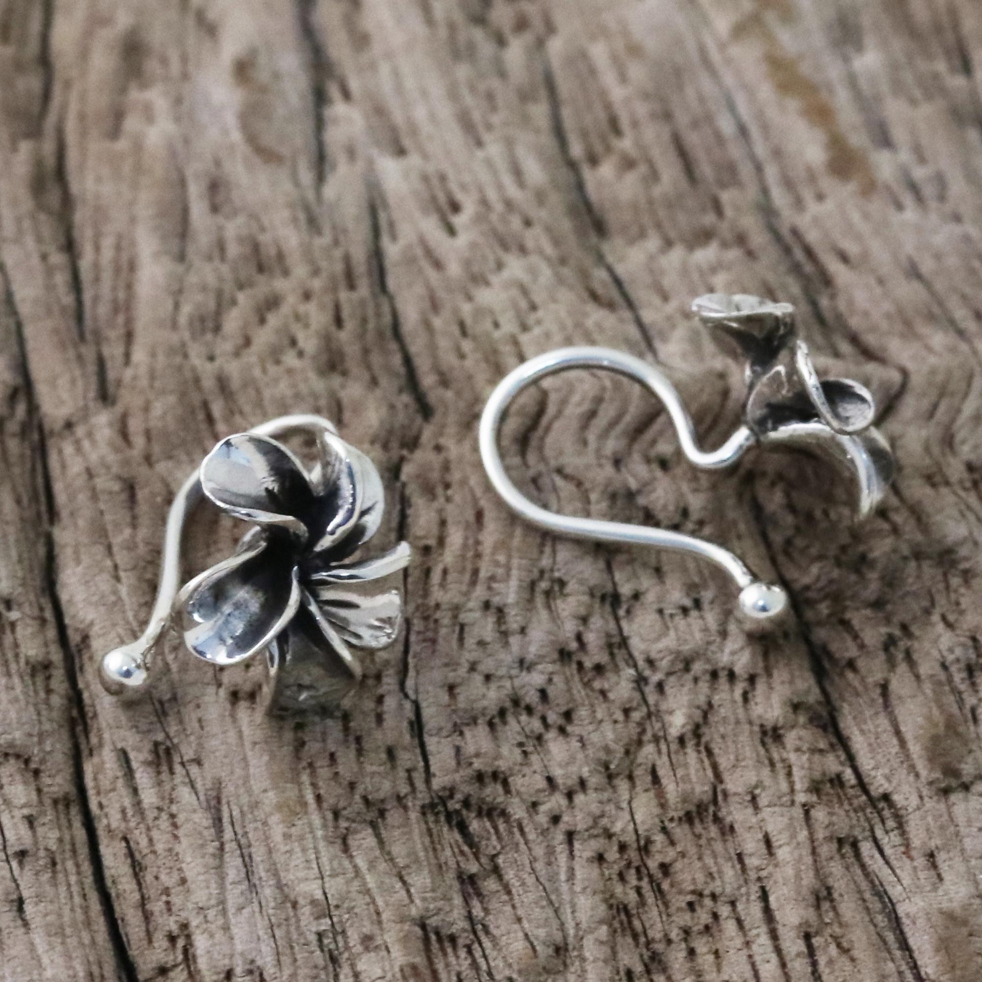 Premium Frangipani Spiral Ear Cuffs - Ultimate Elegance in Sterling Silver