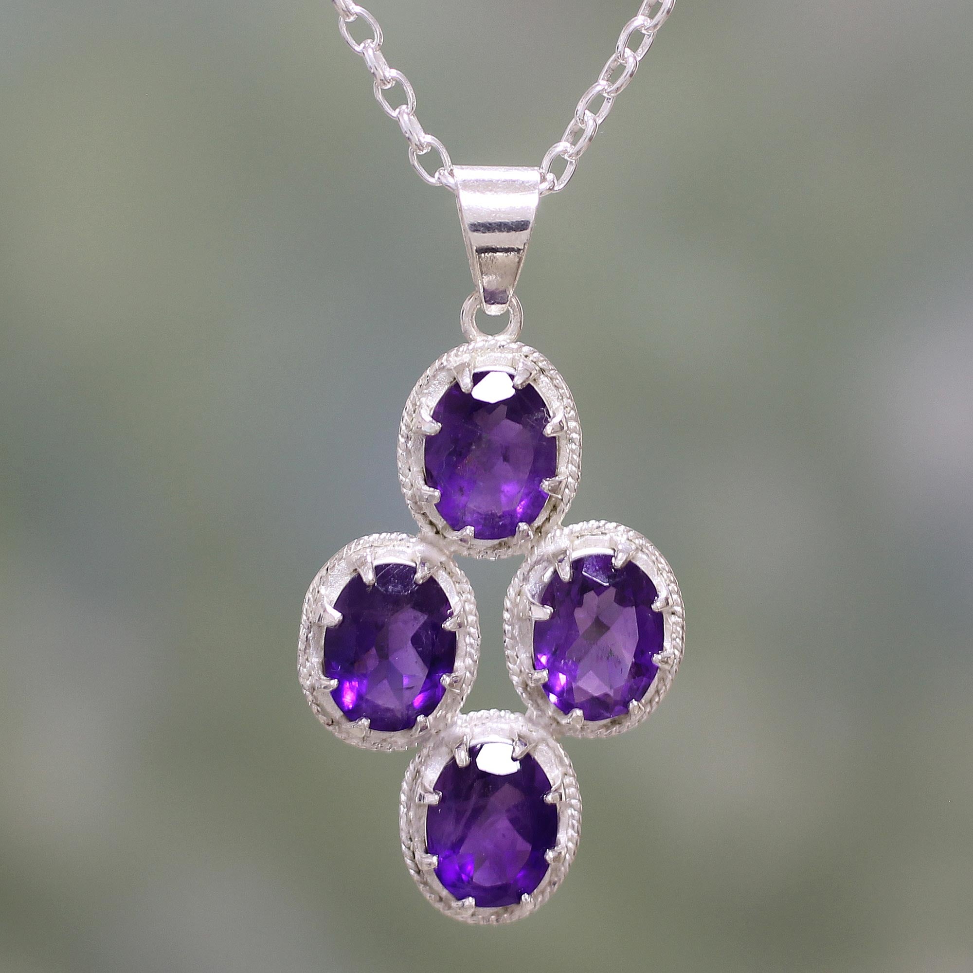 Premium Lilac Amethyst Sterling Silver Pendant Necklace - Handcrafted Elegance