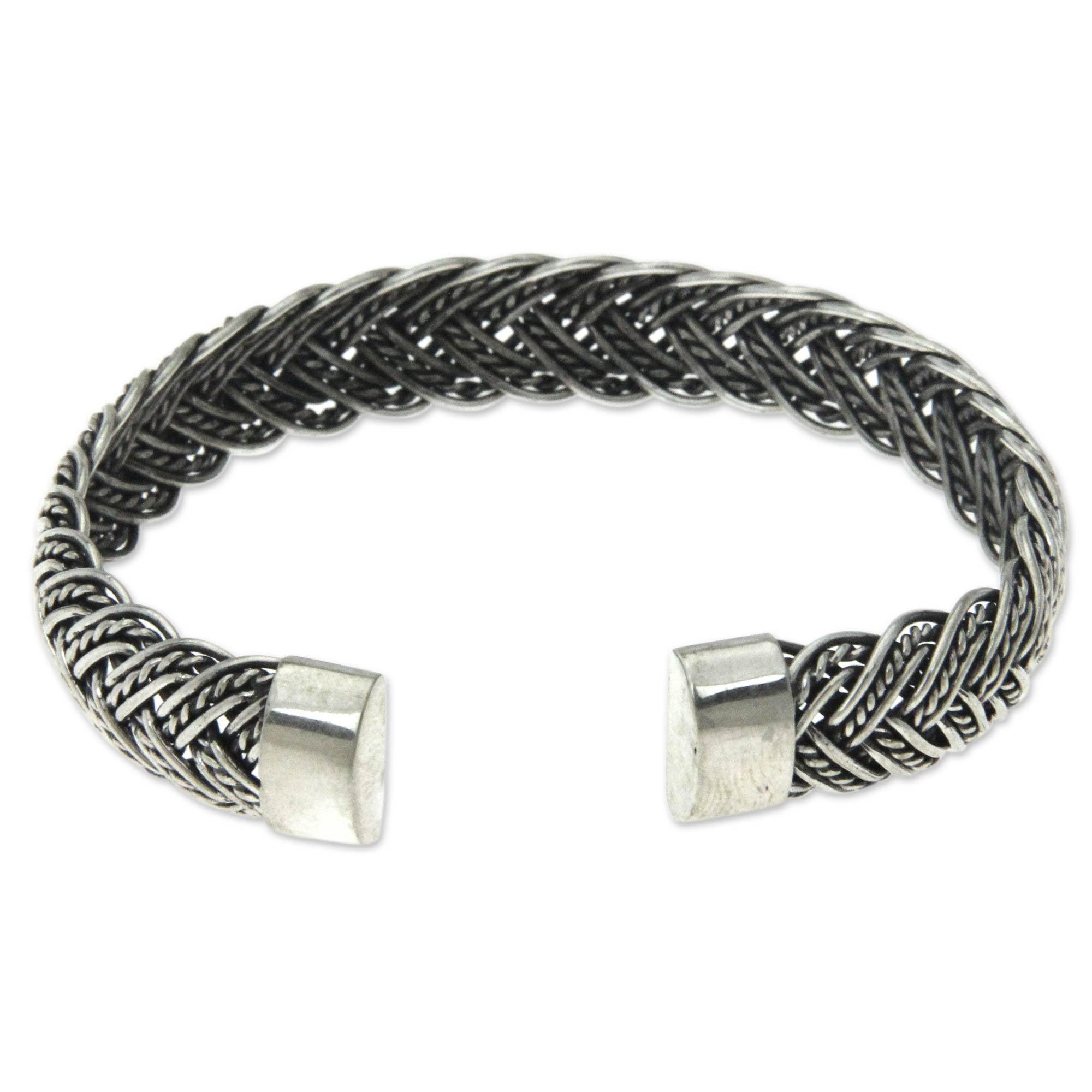 Premium Balinese Sterling Silver Braided Cuff Bracelet