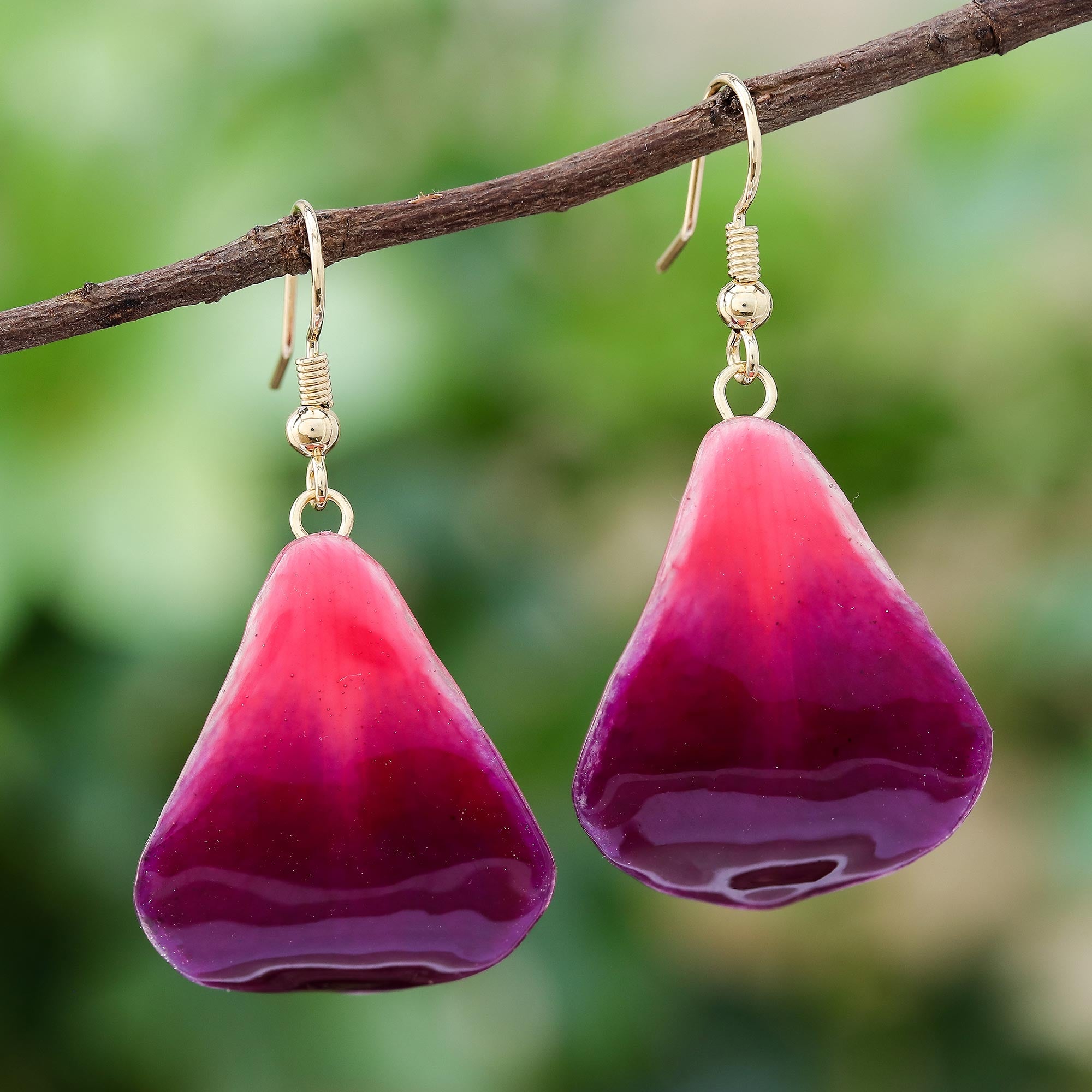 Premium Petal Rain Orchid Dangle Earrings – Magenta Elegance