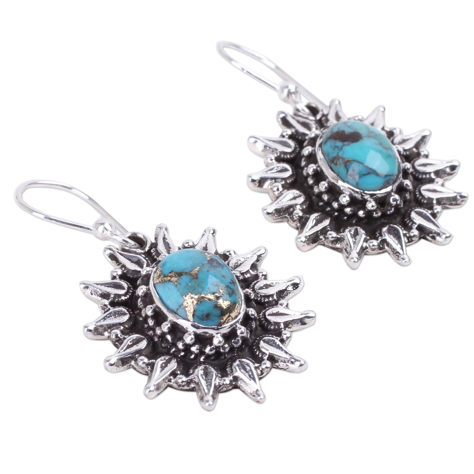 Premium Eternal Radiance Artisan Silver & Turquoise Earrings