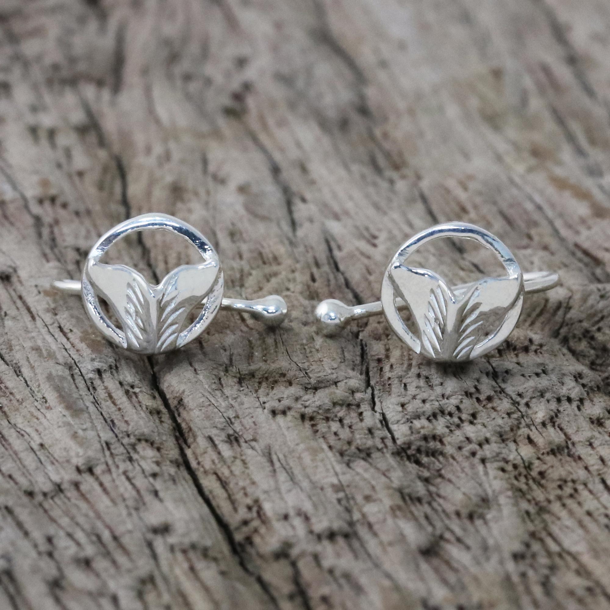 Premium Sterling Silver Whale Tail Ear Cuffs - Handcrafted in Thailand