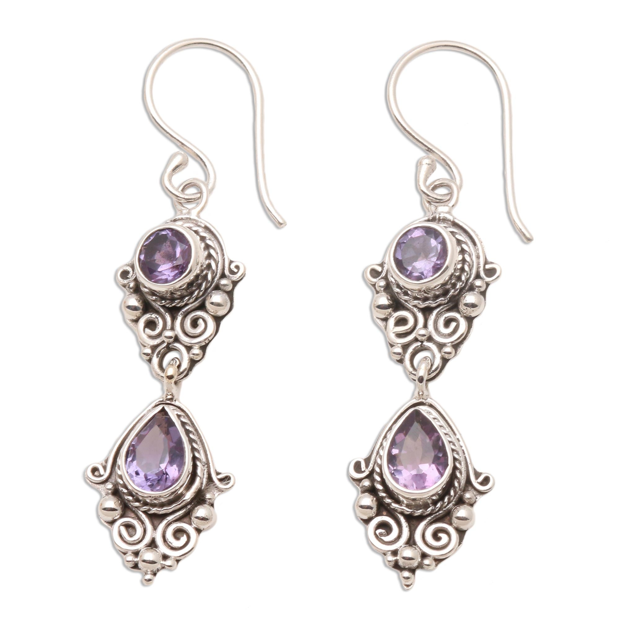 Premium Vintage Amethyst Dangle Earrings – Timeless Elegance