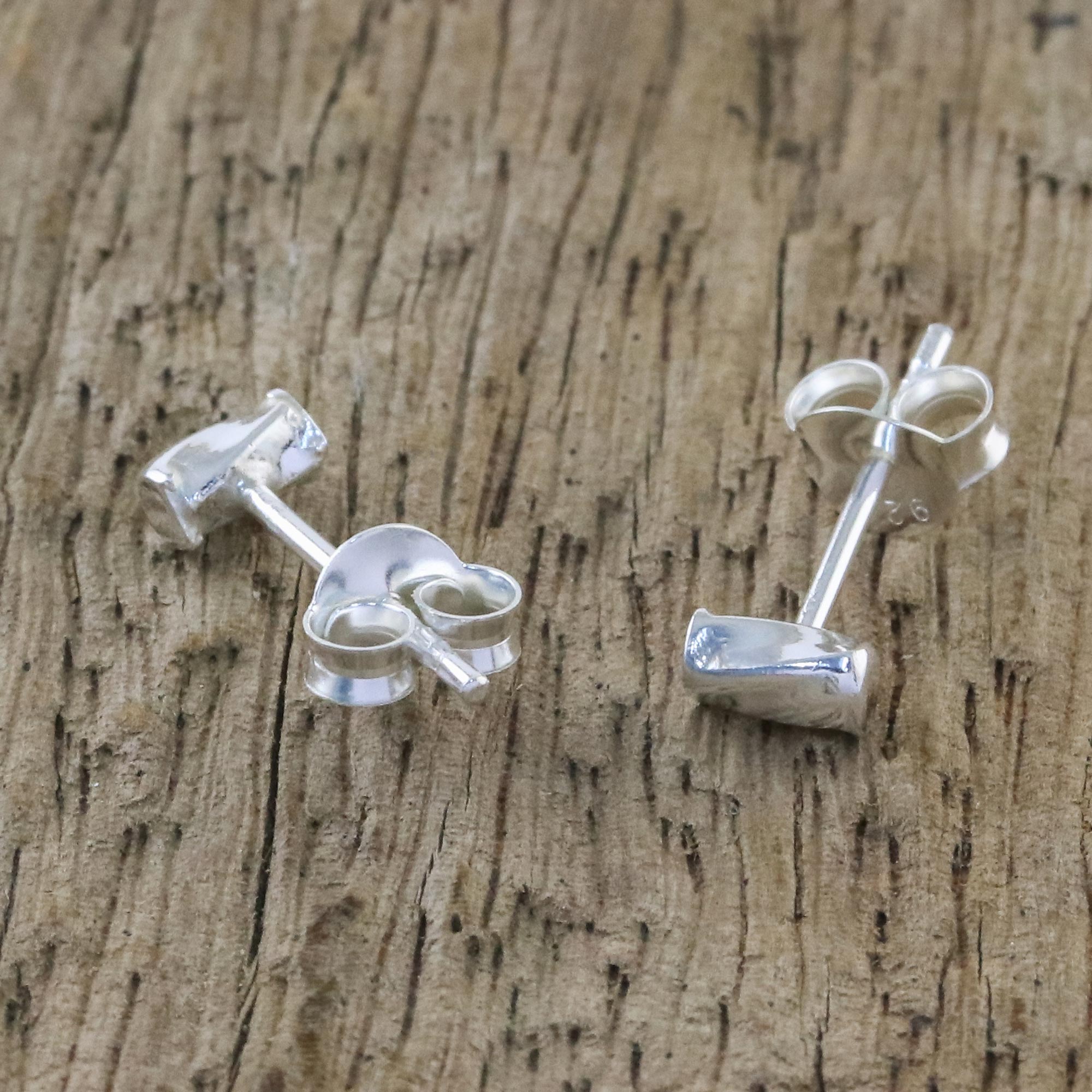 Premium Silver Sparkle Handcrafted Sterling Silver Stud Earrings - Artisan Crafted in Thailand