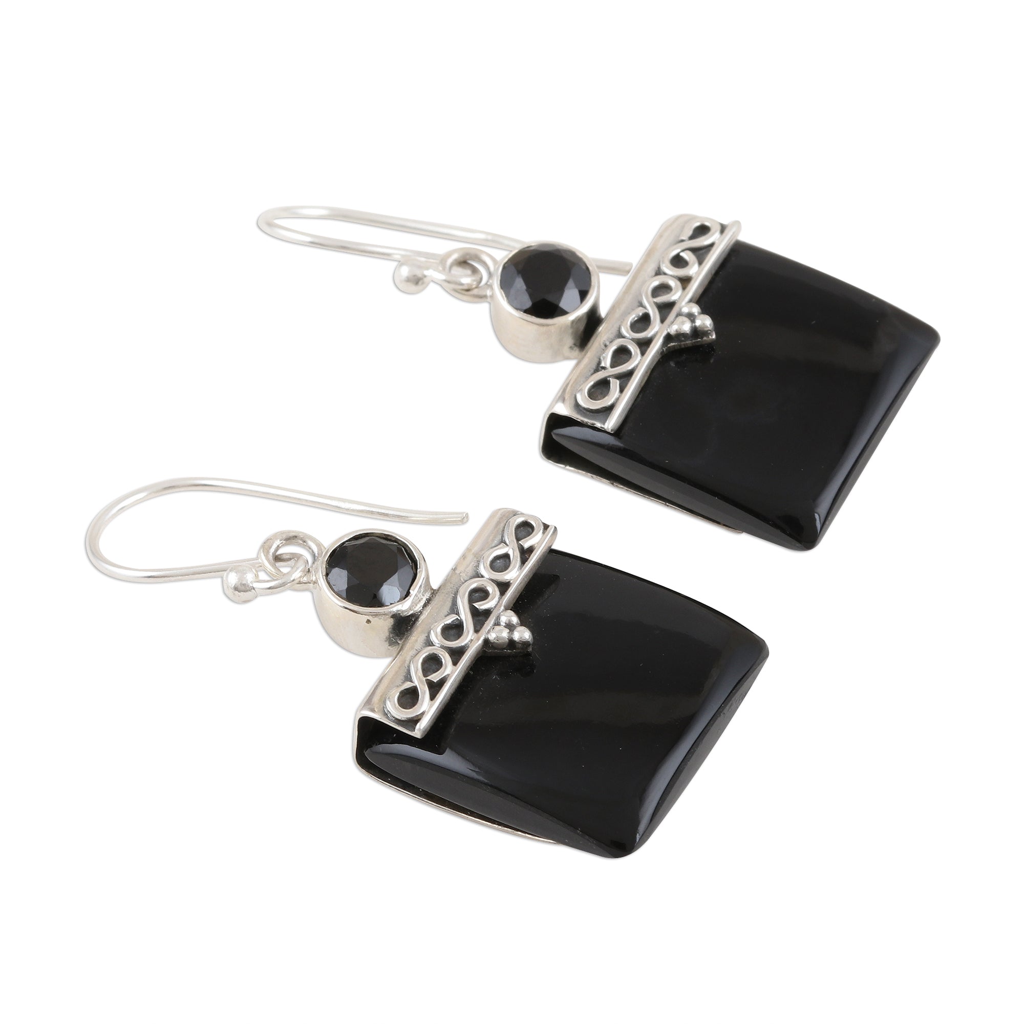 Premium Black Onyx & Sterling Silver Dangle Earrings - Ultimate Elegance