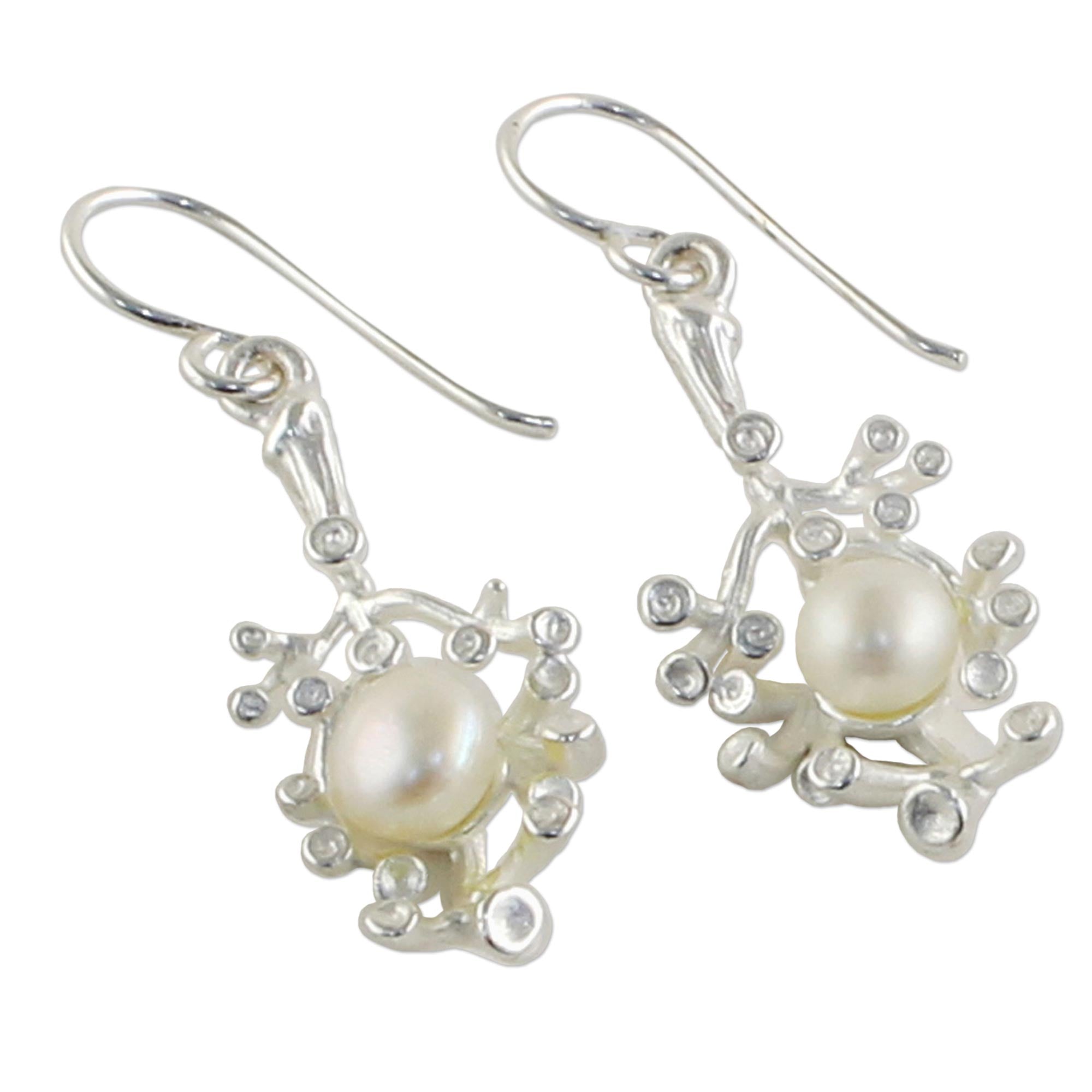 Premium Sterling Silver & Cultured Pearl Dangle Earrings – Princess of the Sea