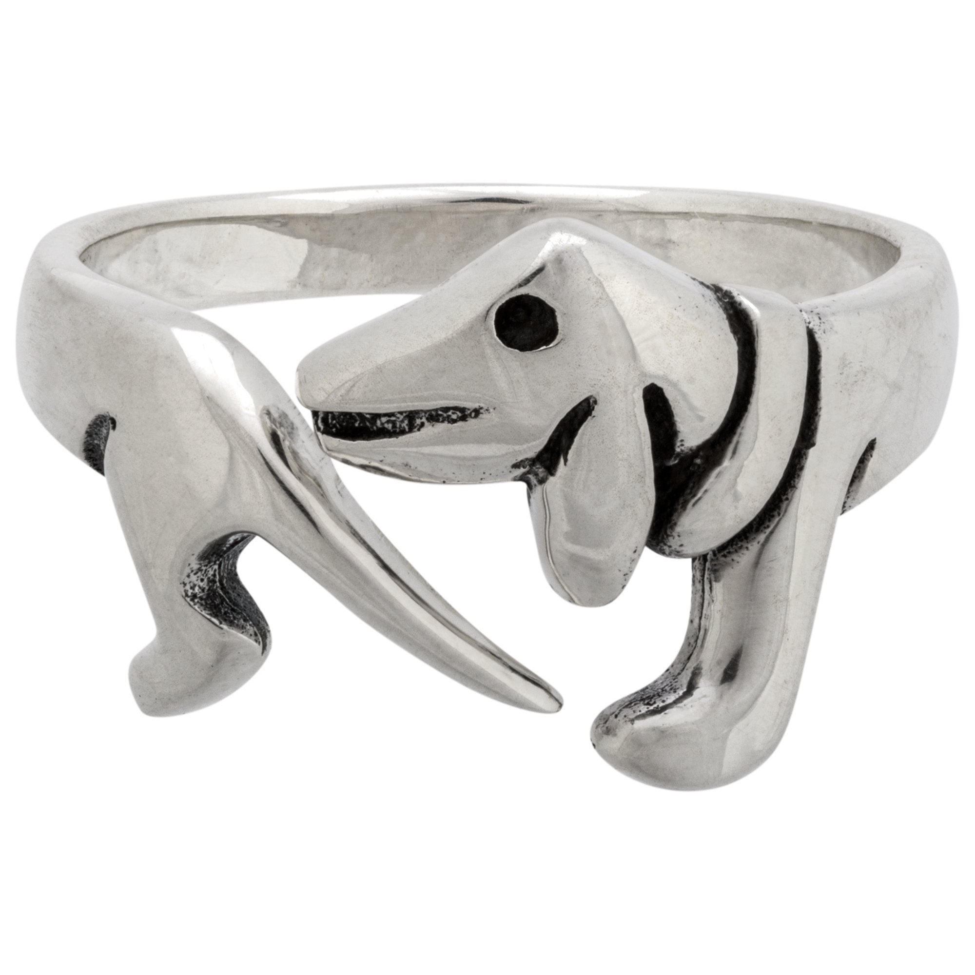 Premium Sterling Silver Dachshund Wrap Ring - Handmade Canine Charm